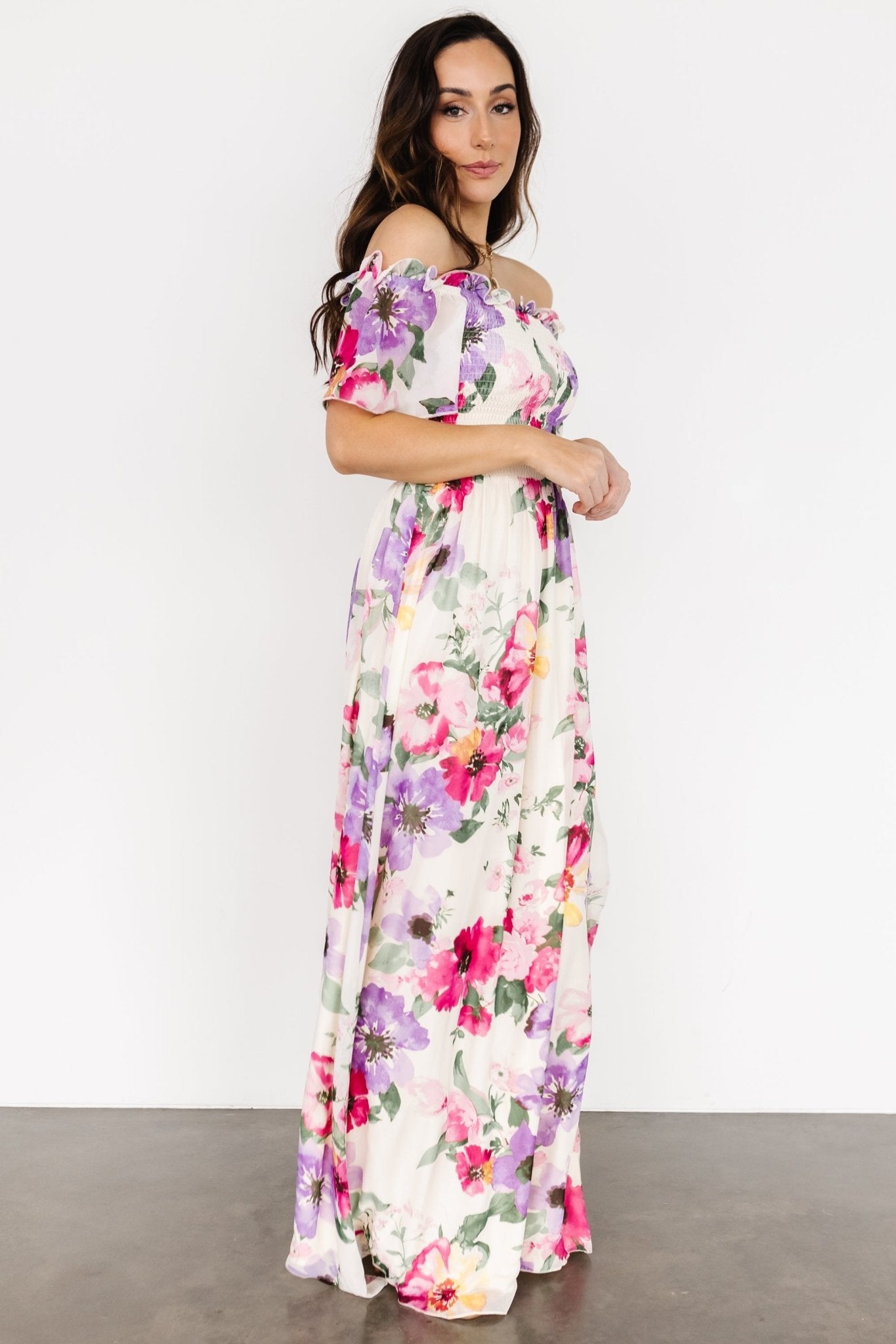 Elina Maxi Dress | Ivory + Pink Multi Floral Sale Fashion