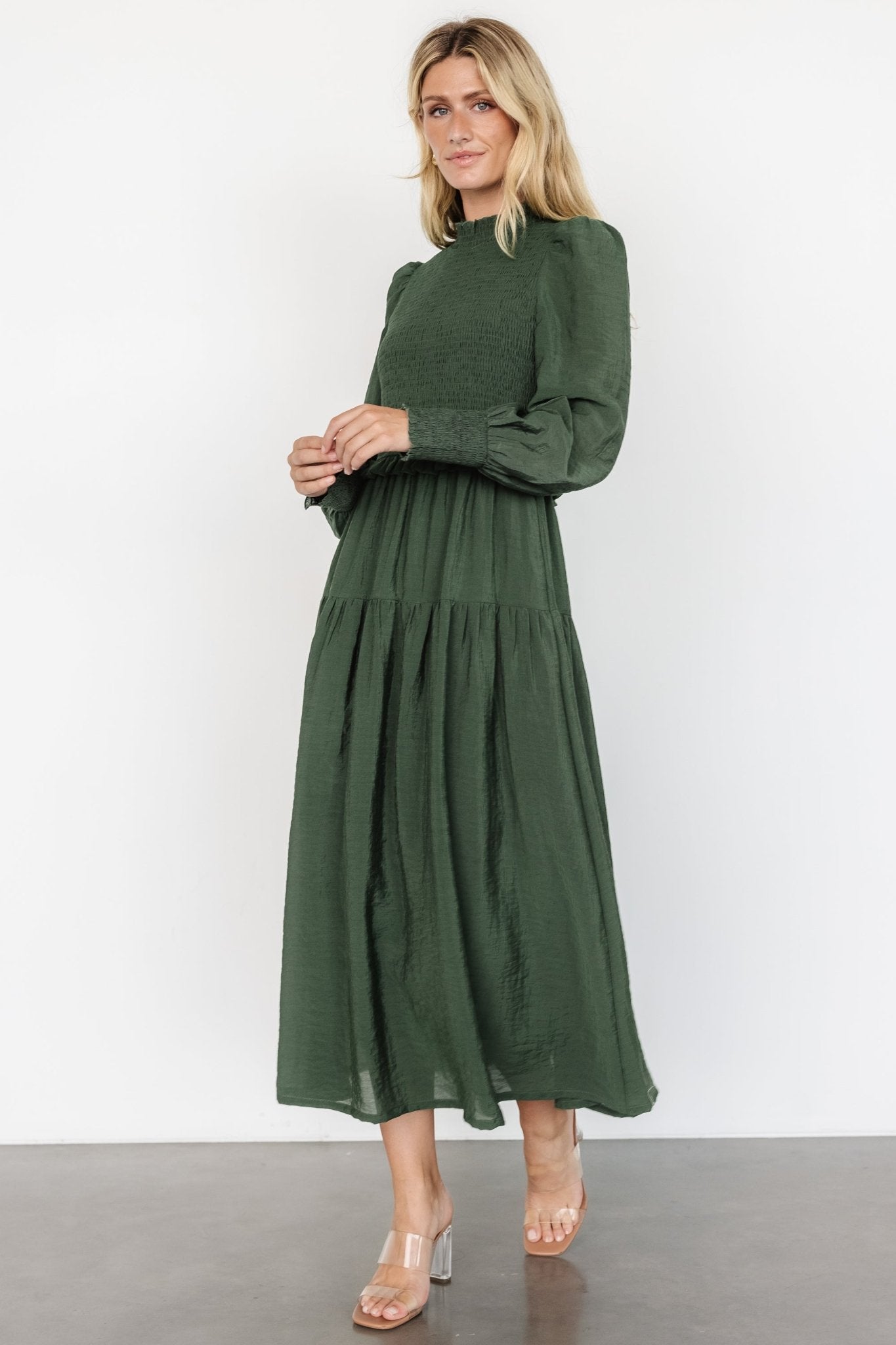 Daria Smocked Maxi Dress | Juniper Green With Paypal