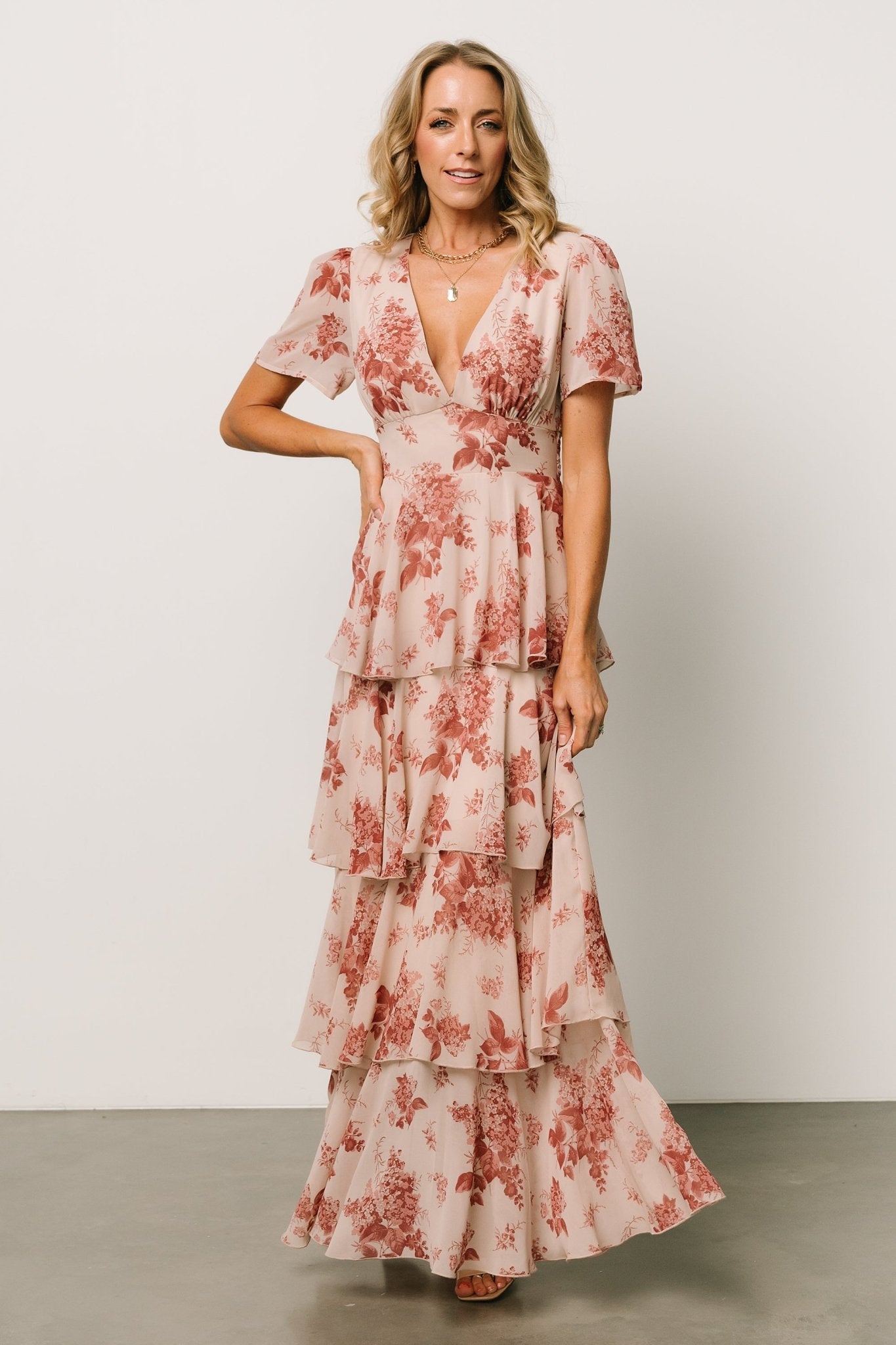 Montaigne Ruffle Maxi Dress | Rose Floral Geniue Stockist For Sale