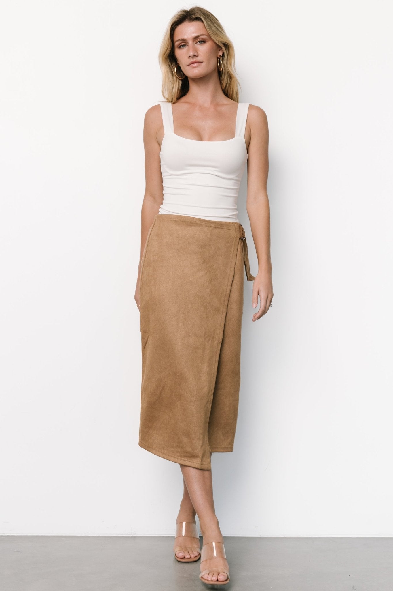 Malika Faux Wrap Skirt | Camel Buy Cheap Cheapest Pice