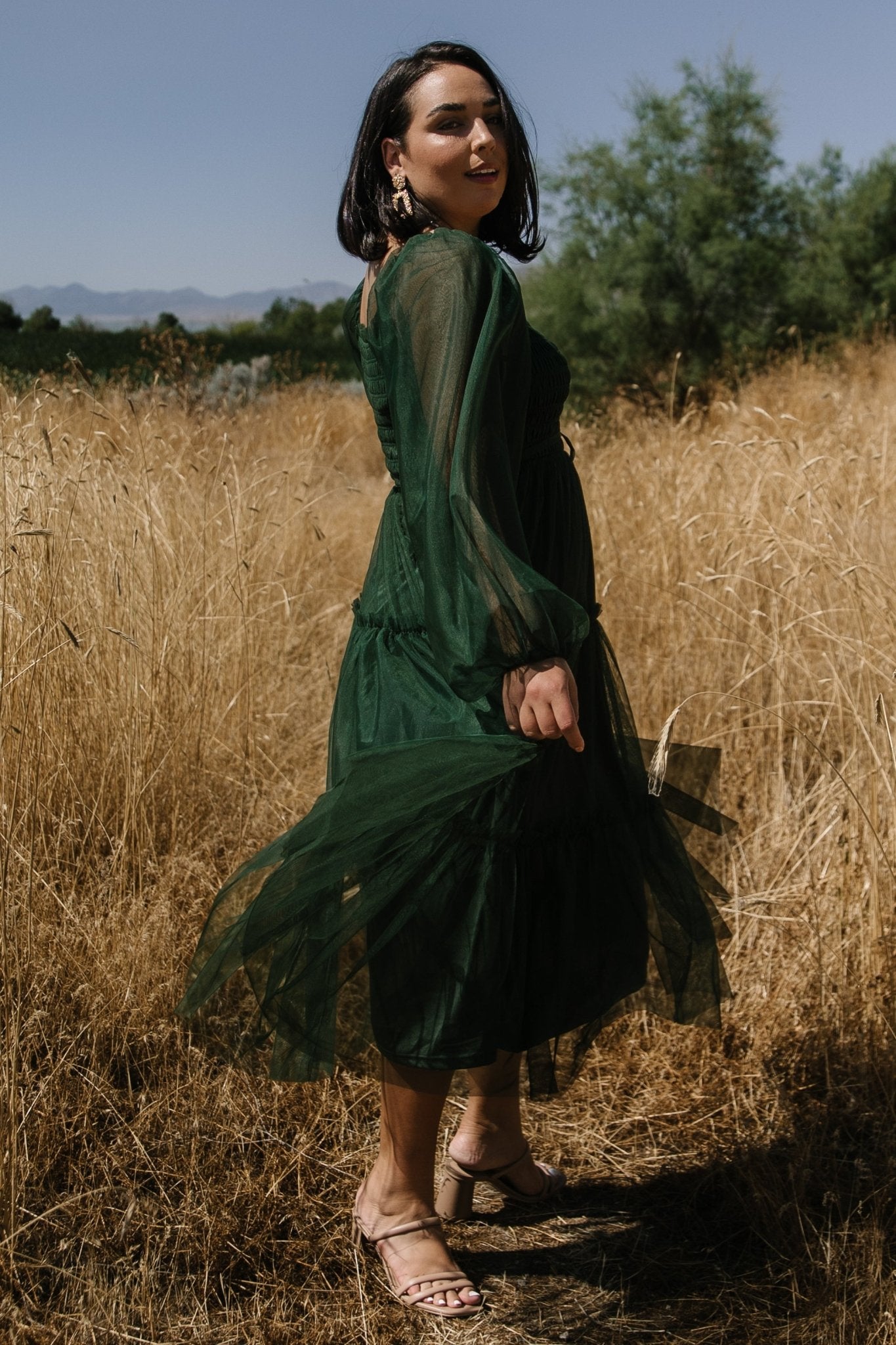 Katrina Tulle Maxi Dress | Dark Green Collections