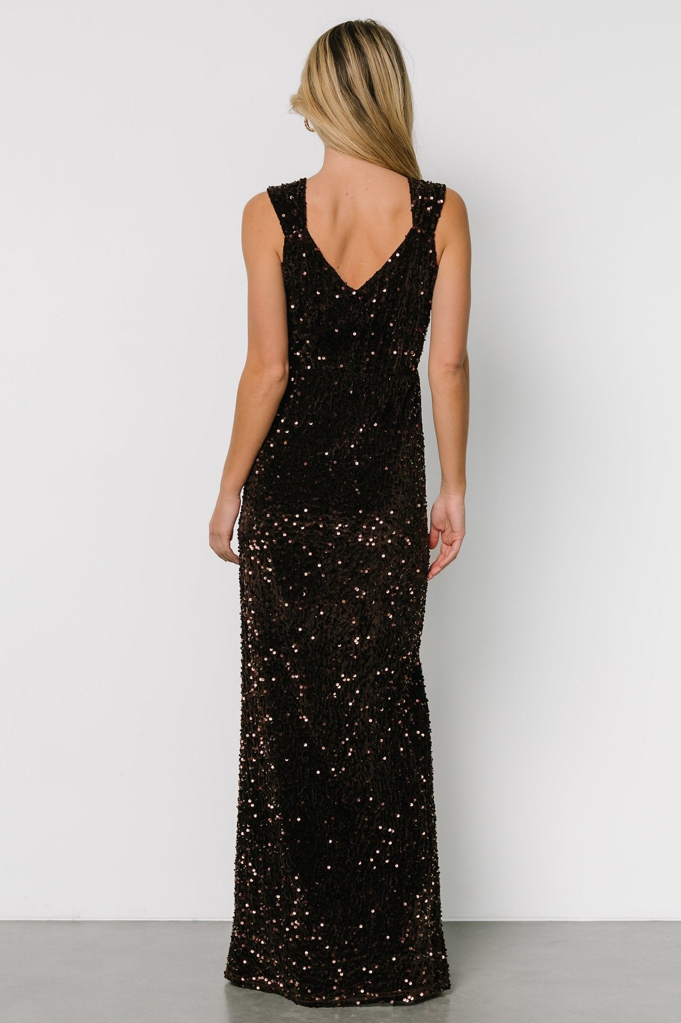 Marilyn Sequin Maxi Gown | Dark Brown For Sale Free Shipping