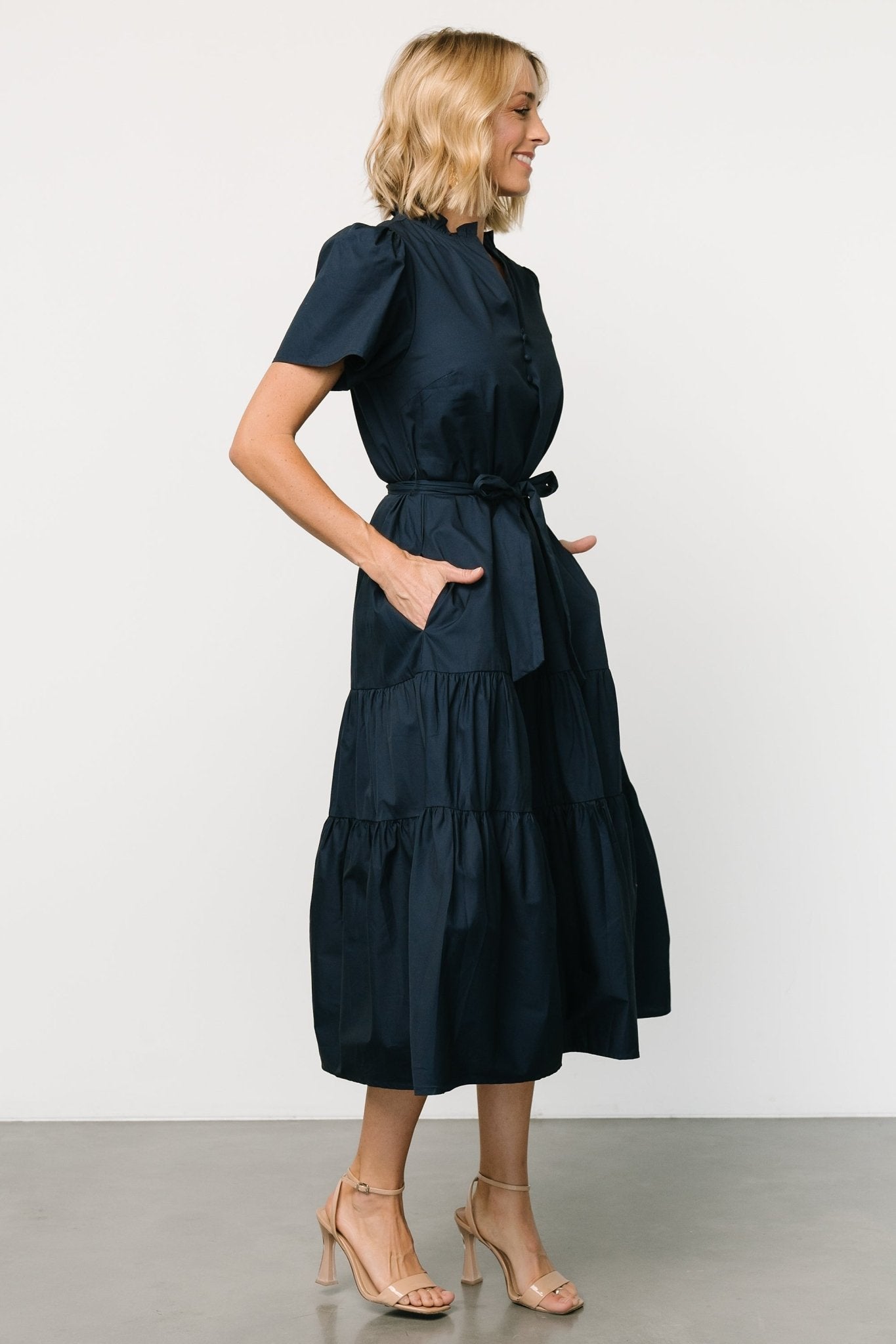 Providence Poplin Dress | Navy How Much For Sale