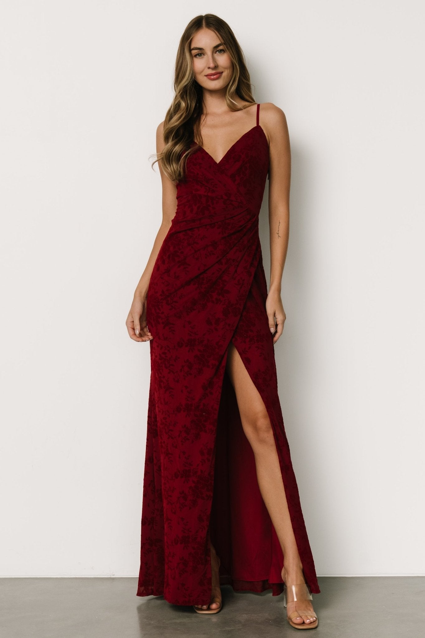 Ayesha Fitted Gown | Burgundy Discounts Sale Online