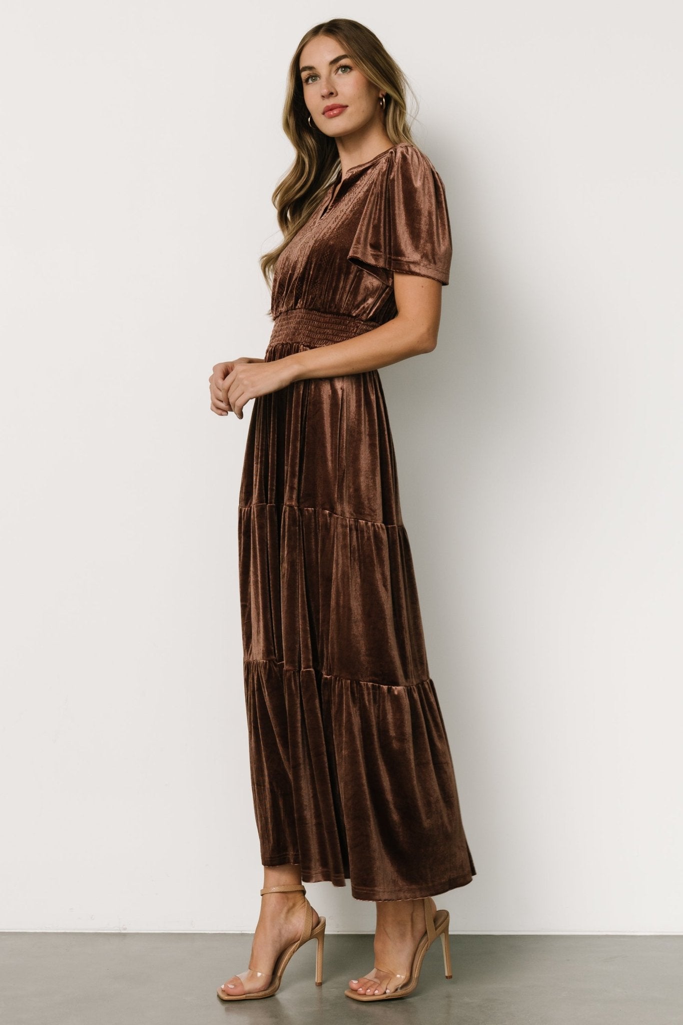 Maida Embroidered Velvet Dress | Chocolate Buy Cheap Inexpensive