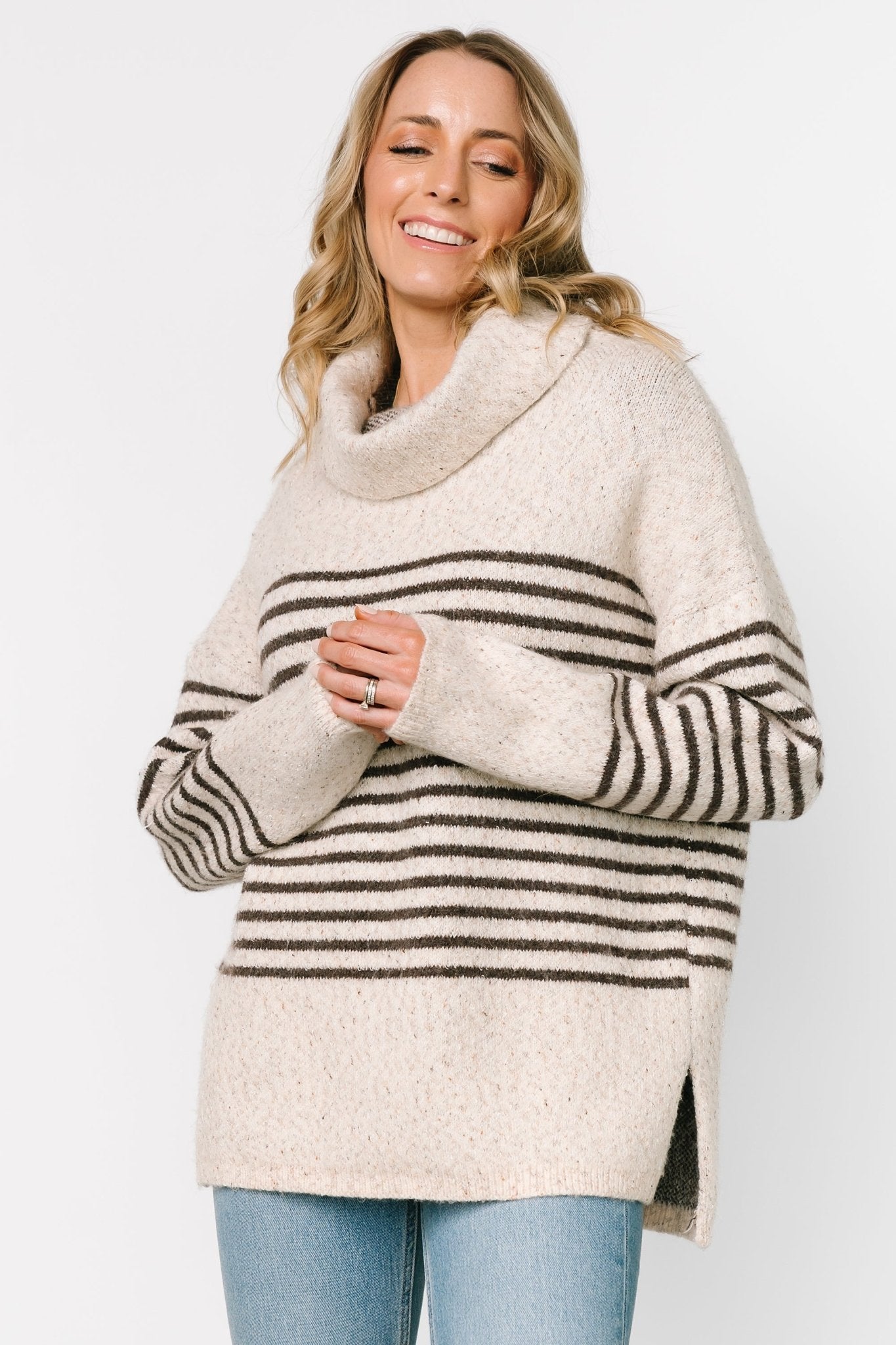 Pennington Turtleneck Sweater | Cream Multi Stripe Tumblr Cheap Online