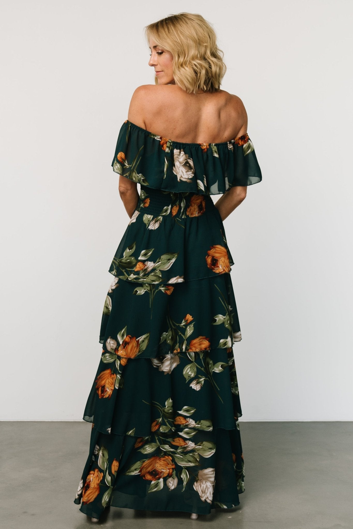 Carina Off Shoulder Maxi Dress | Deep Topaz Floral Discount Eastbay