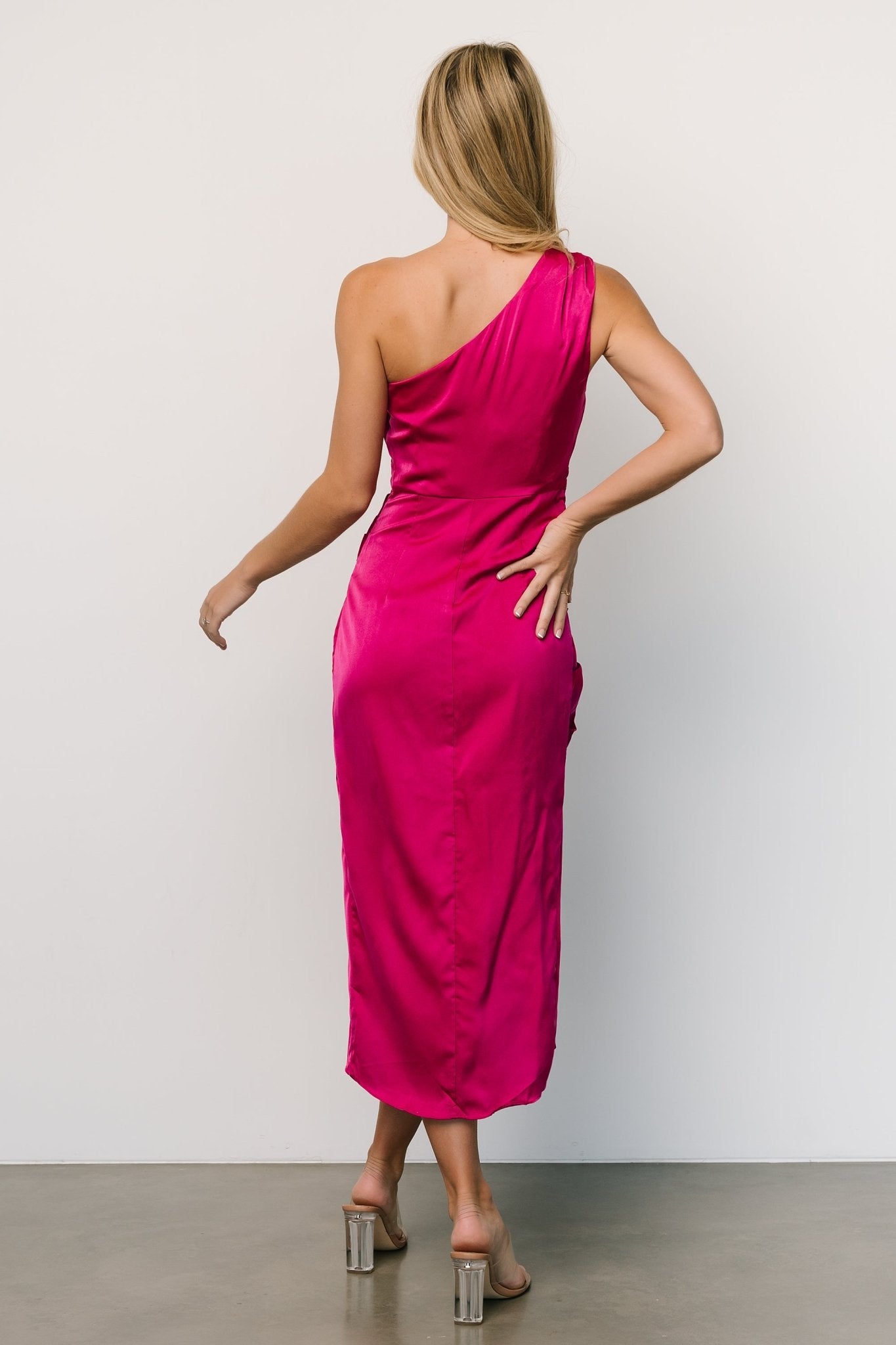 Melissa One Shoulder Midi Dress | Fuchsia Buy Cheap Many Kinds Of