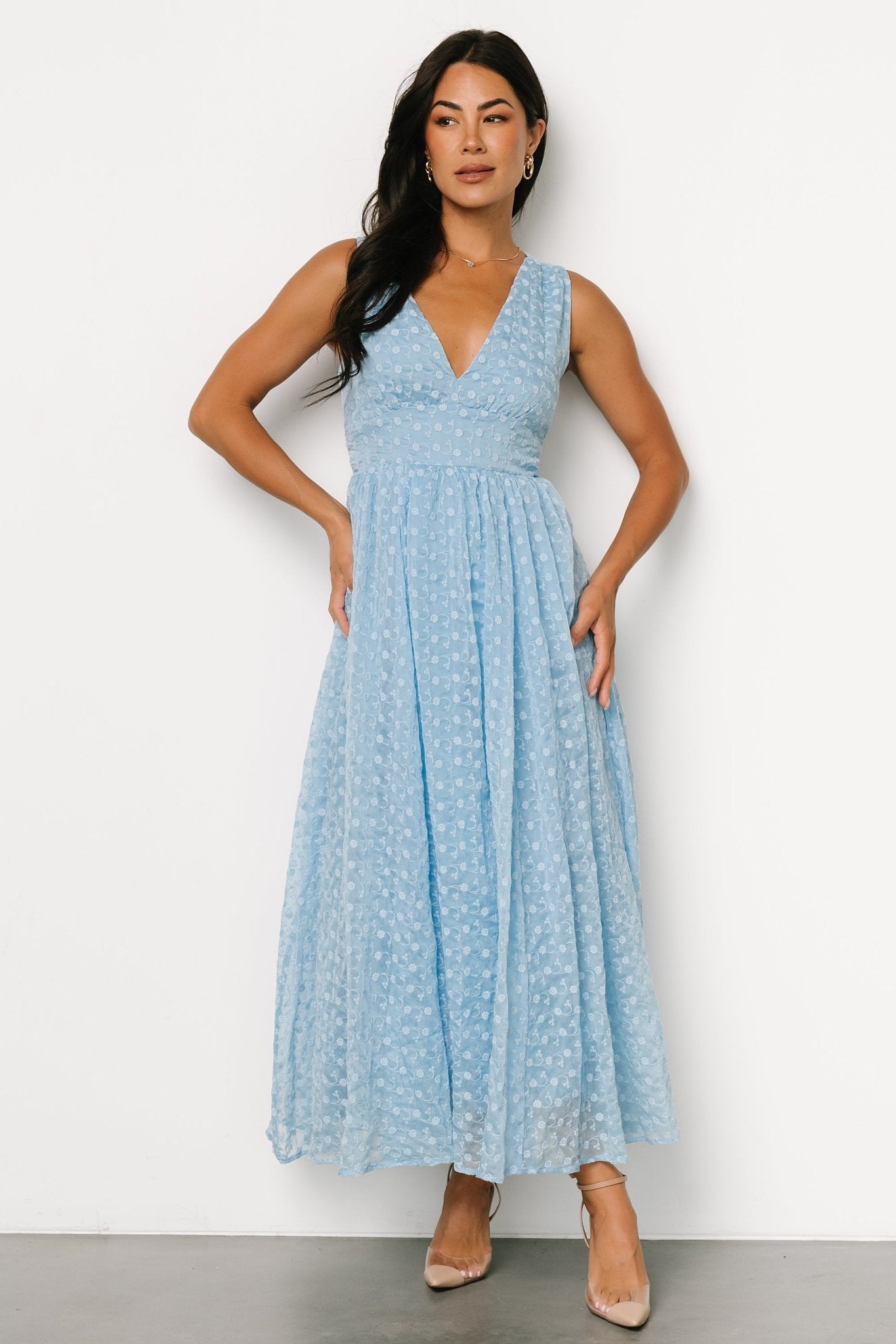 Thalia Embroidered Tank Midi Dress | Blue Clearance 100% Guaranteed