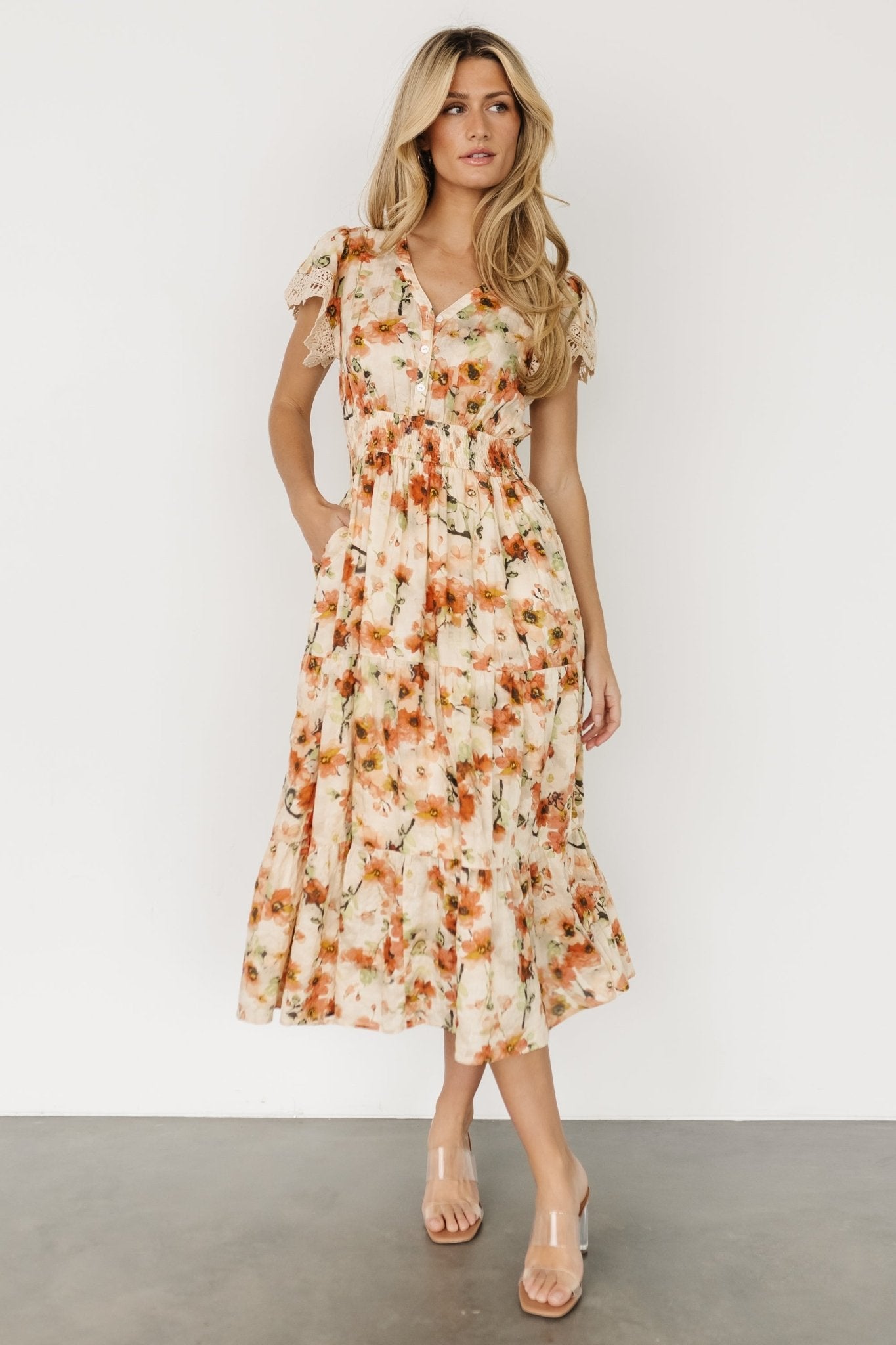 Aliyah Midi Dress | Coral Floral Buy Cheap Perfect