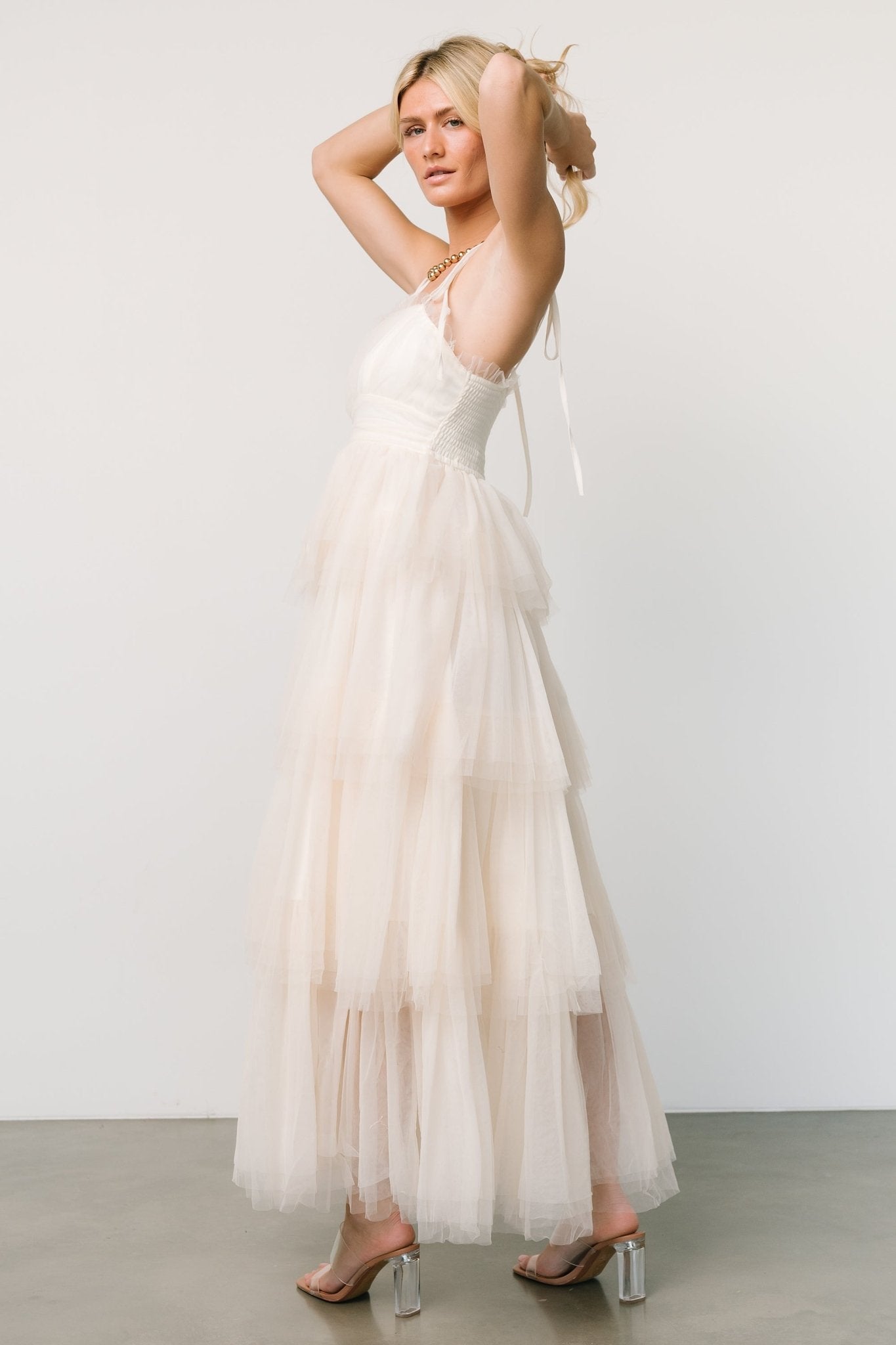 Alora Tulle Tiered Maxi Dress | Cream Good Selling Sale Online