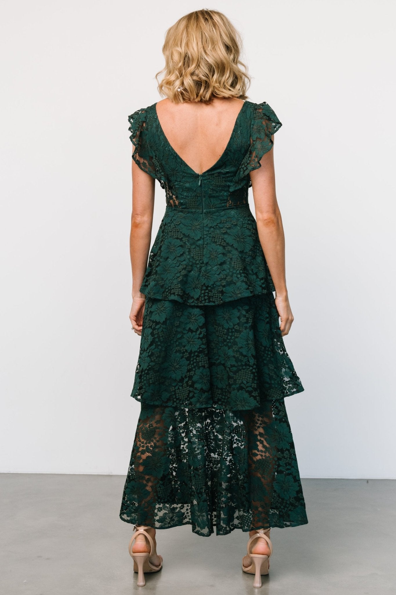 Margot Lace Tiered Maxi Dress | Deep Emerald From China Cheap Pice