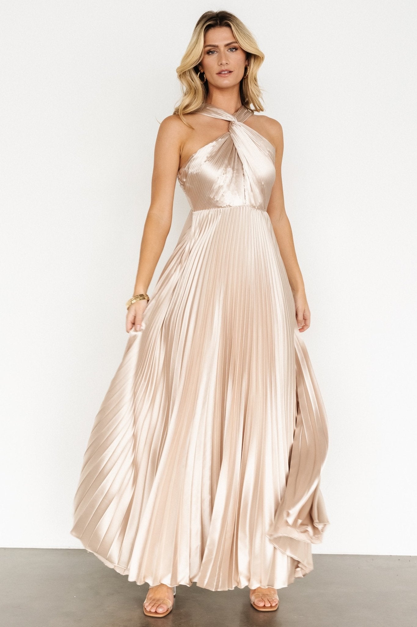 Sandra Pleated Maxi Dress | Champagne Sale Get To Buy