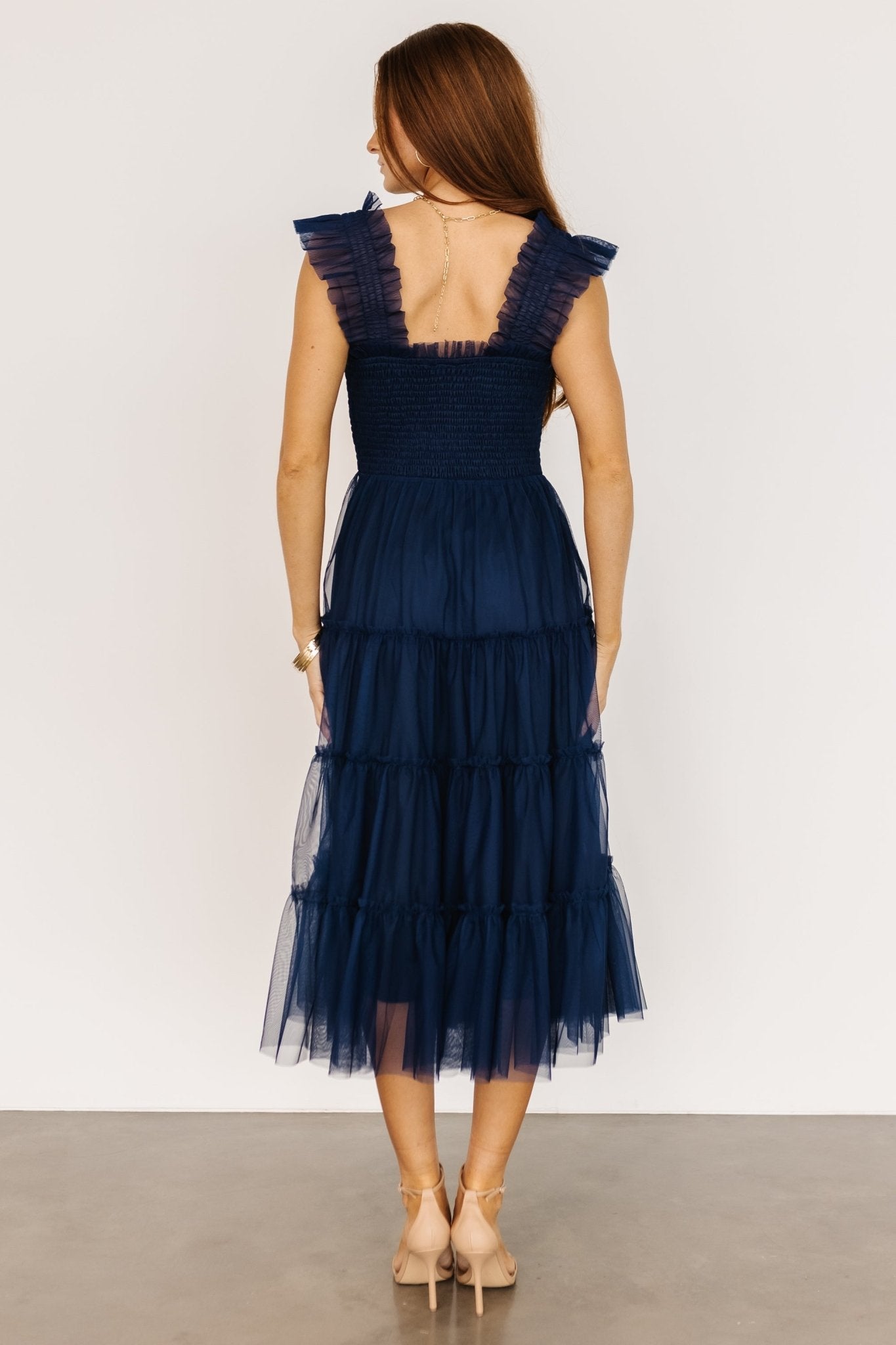 Emma Smocked Tulle Dress | Navy Outlet Manchester