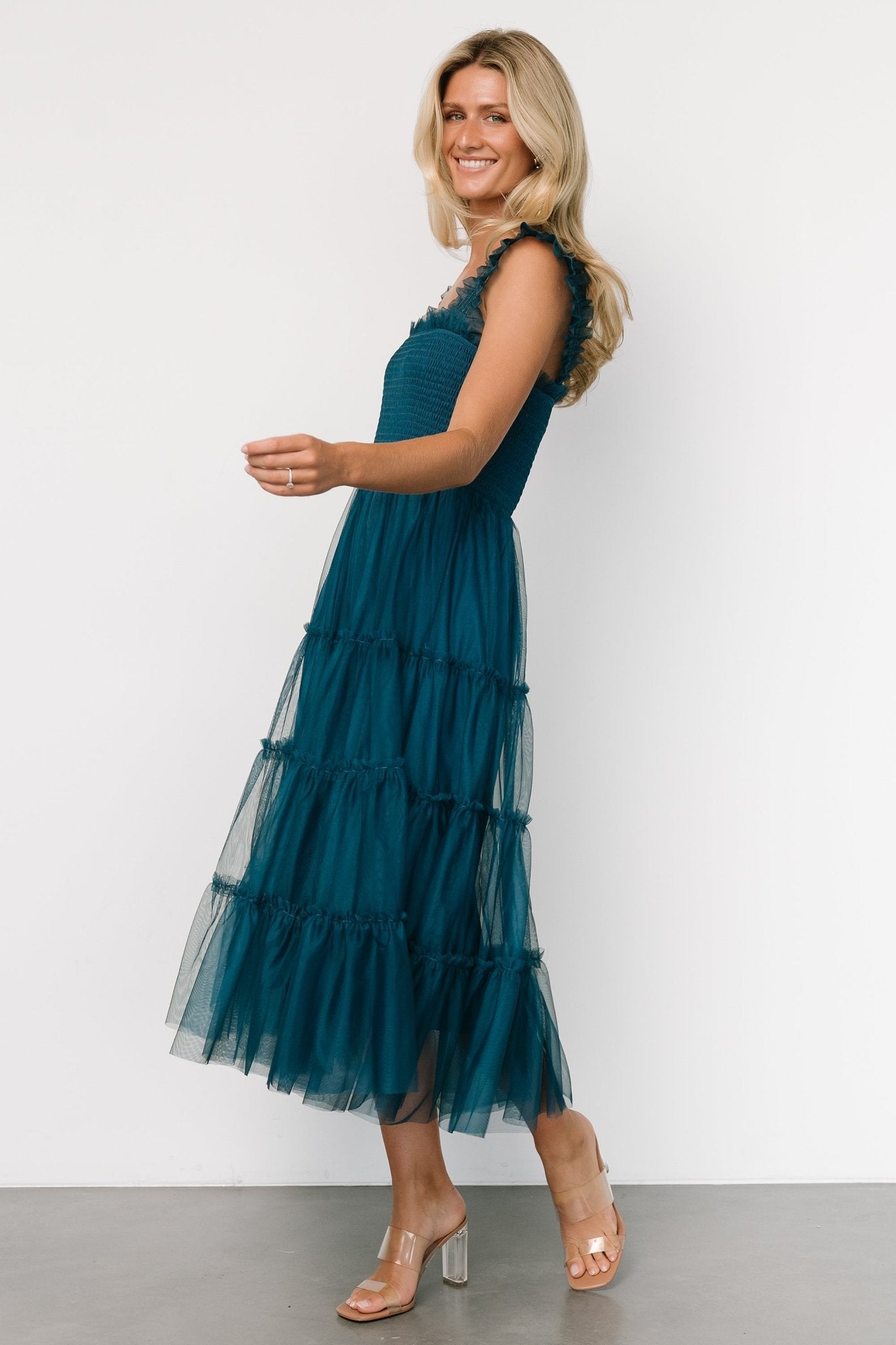 Emma Smocked Tulle Dress | Teal View Cheap Pice