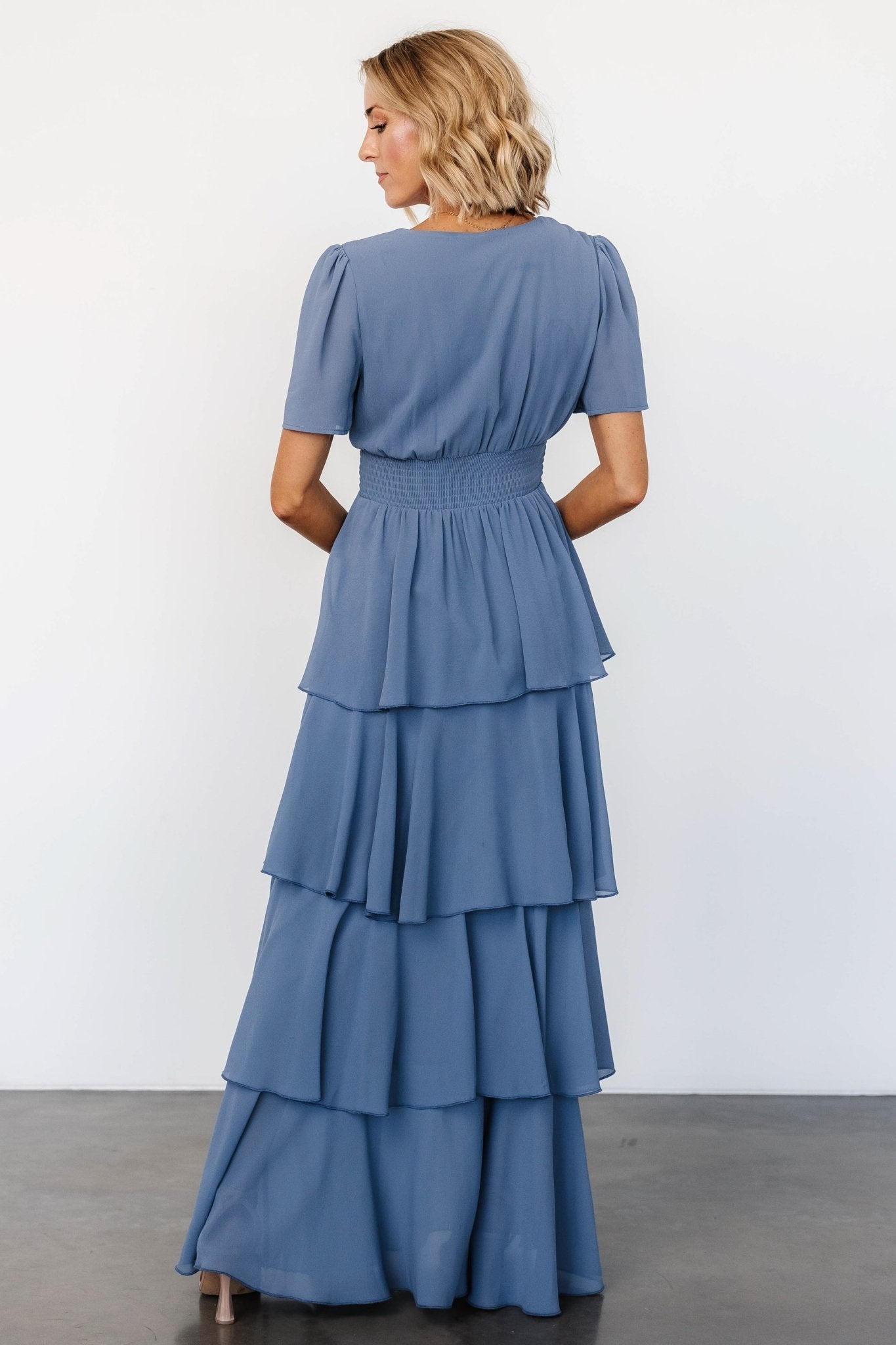 Montaigne Ruffle Maxi Dress | Whisper Blue Explore Online