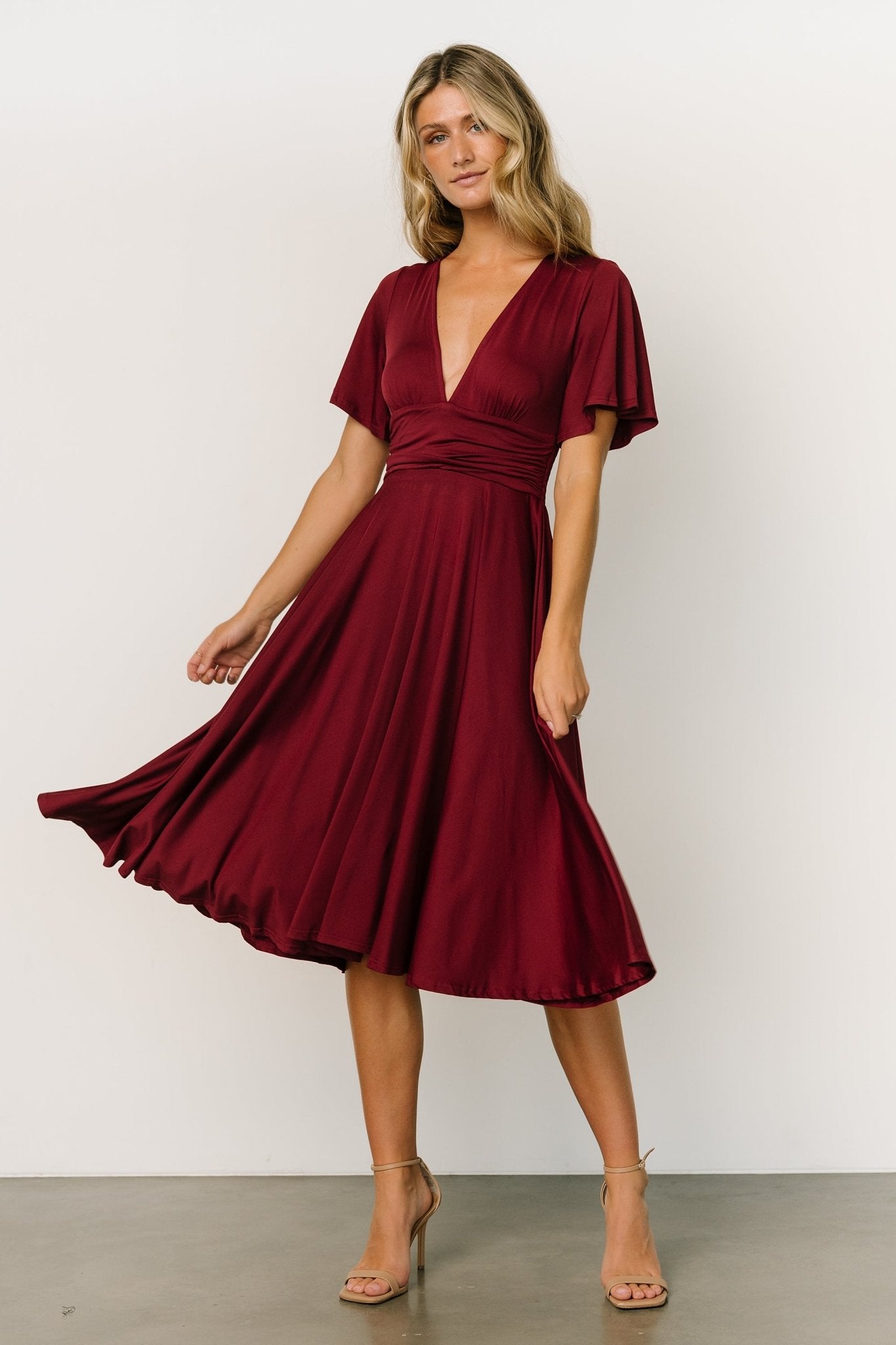 Janette Midi Dress | Wine Sast