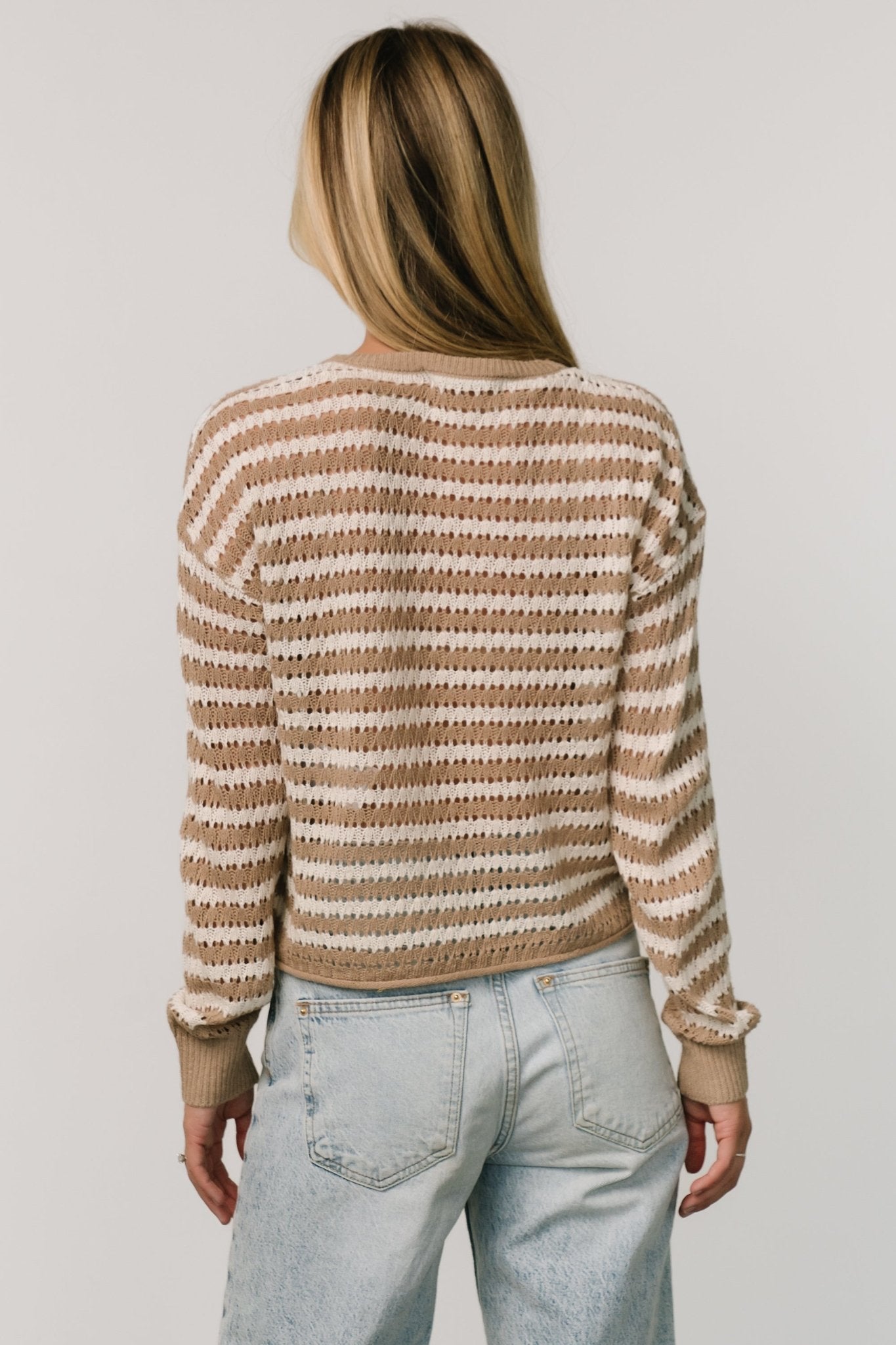 Dawn Open Knit Top | Taupe + Ivory Best Pices Sale Online