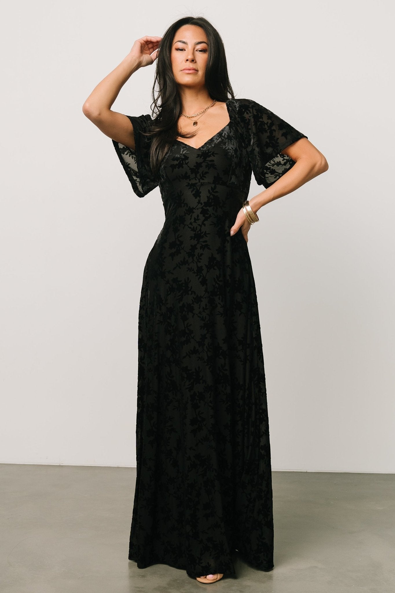 Everley Velvet Maxi Dress | Black For Sale For Sale