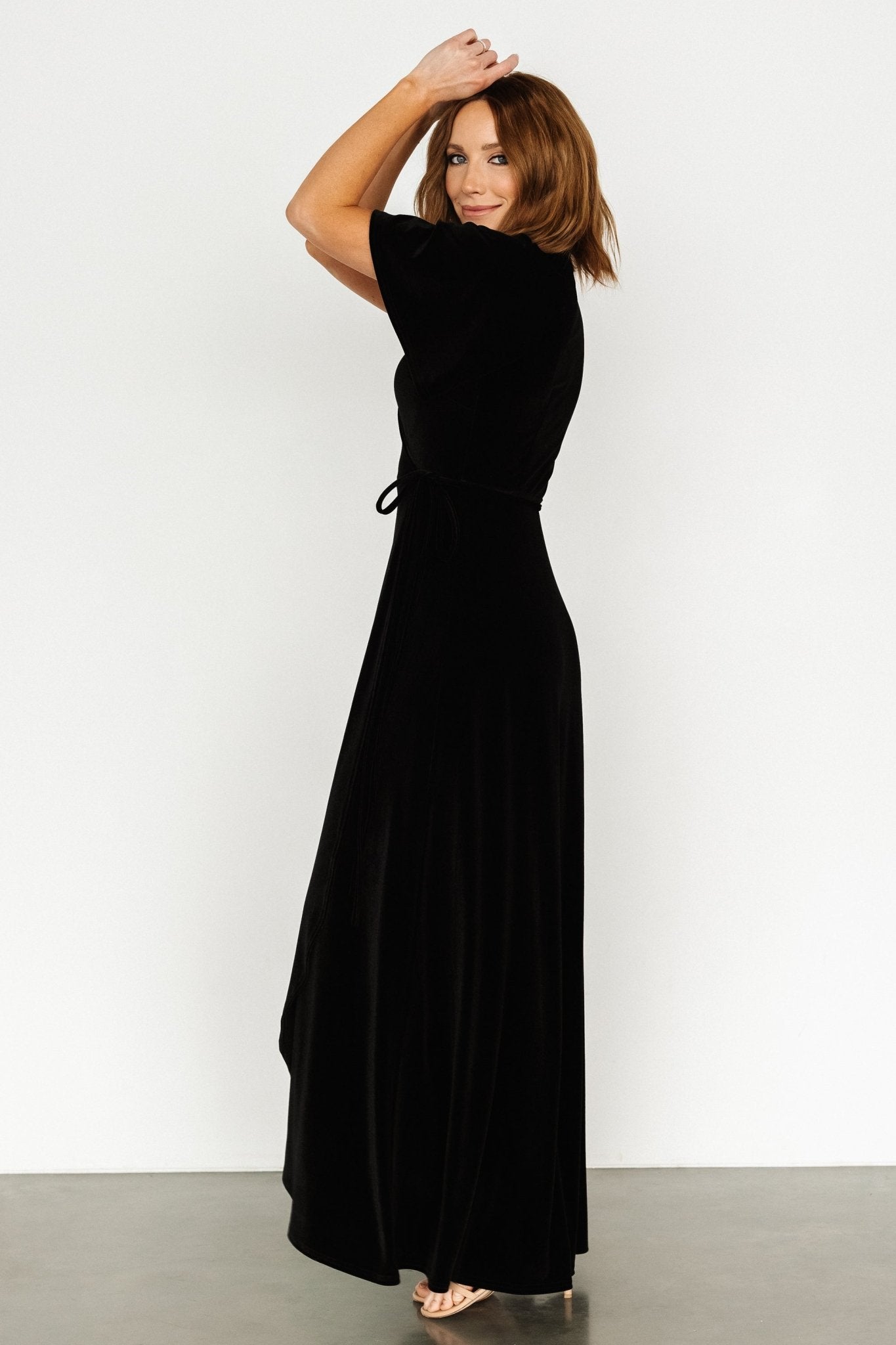 Katelyn Velvet Maxi Wrap Dress | Black Sale Best Pices