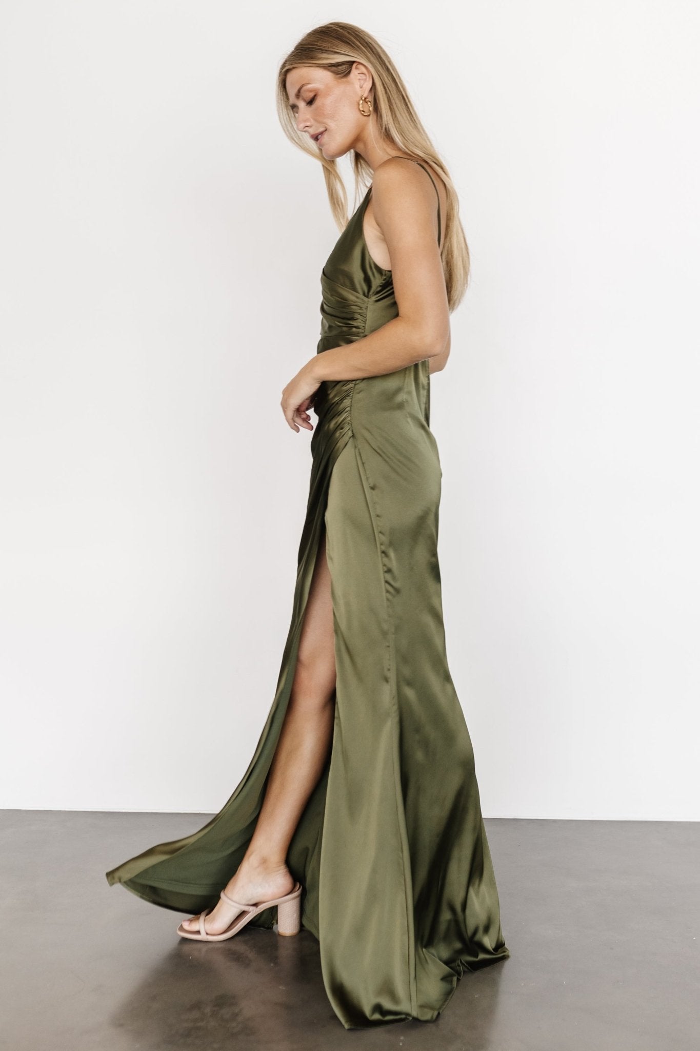 Monet Satin Gown | Olive Extremely Cheap Online