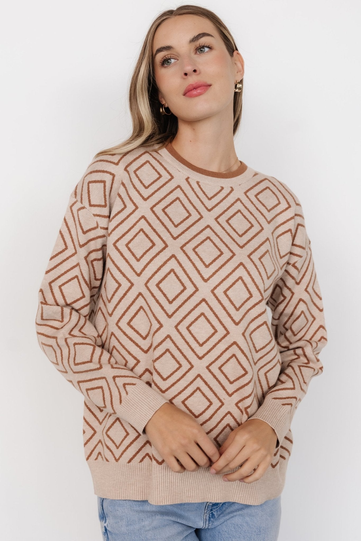 Asther Diamond Sweater | Oatmeal + Camel Latest Collections Cheap Pice