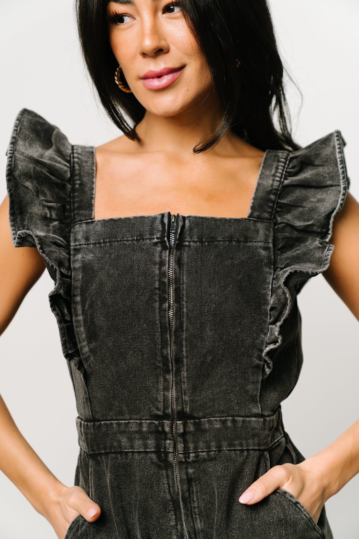 Montgomery Denim Romper | Black Buy Online Cheap