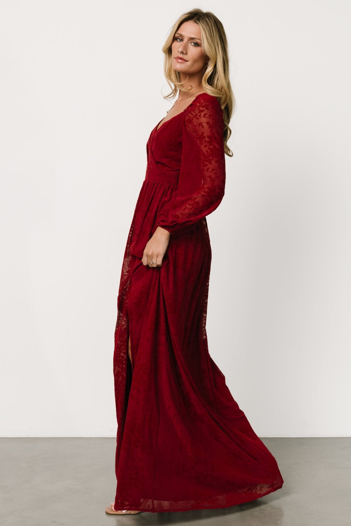 Mable Velvet Maxi Dress | Crimson Discount Release Dates