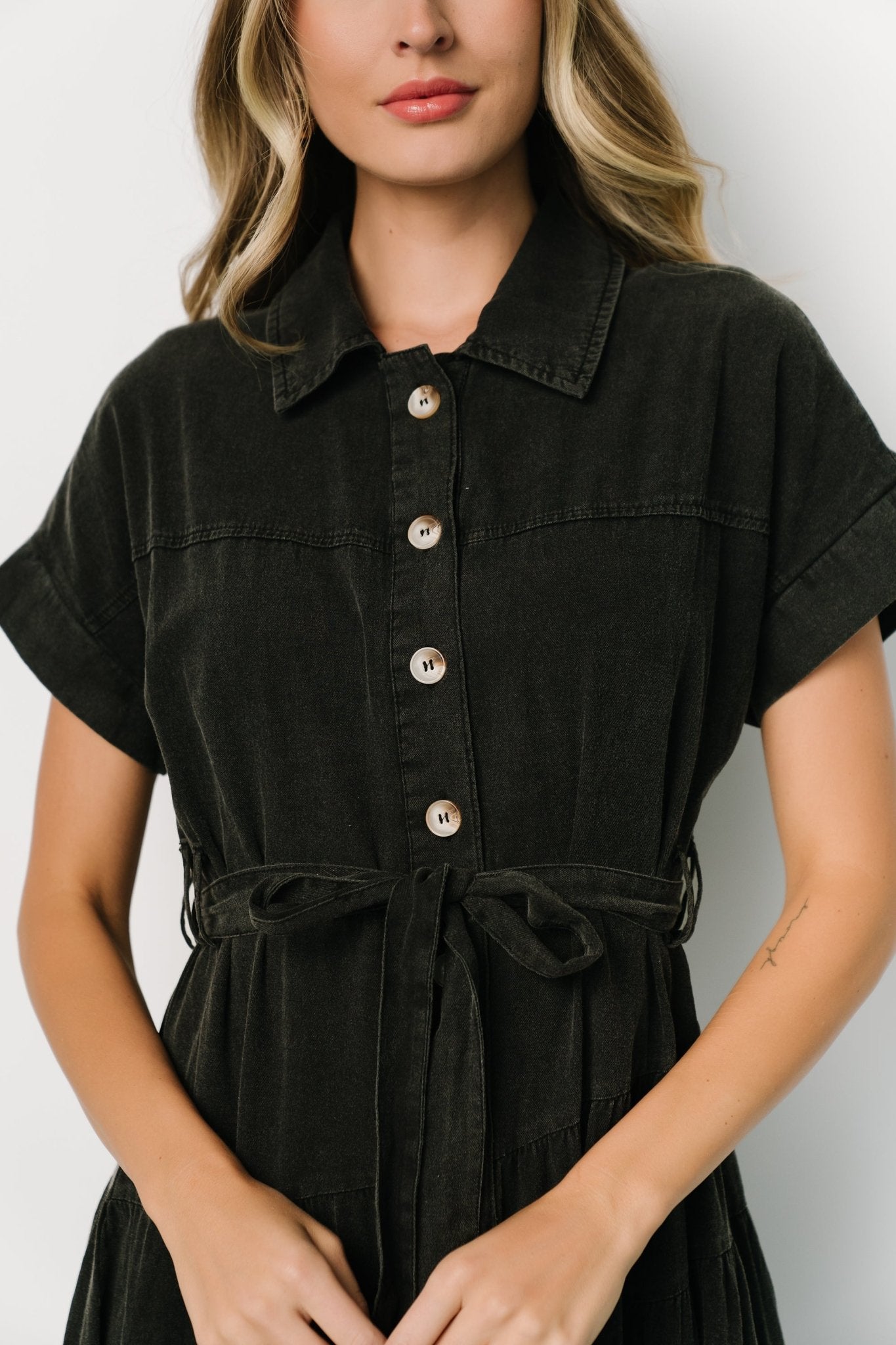 Logan Button Up Dress | Black Outlet New