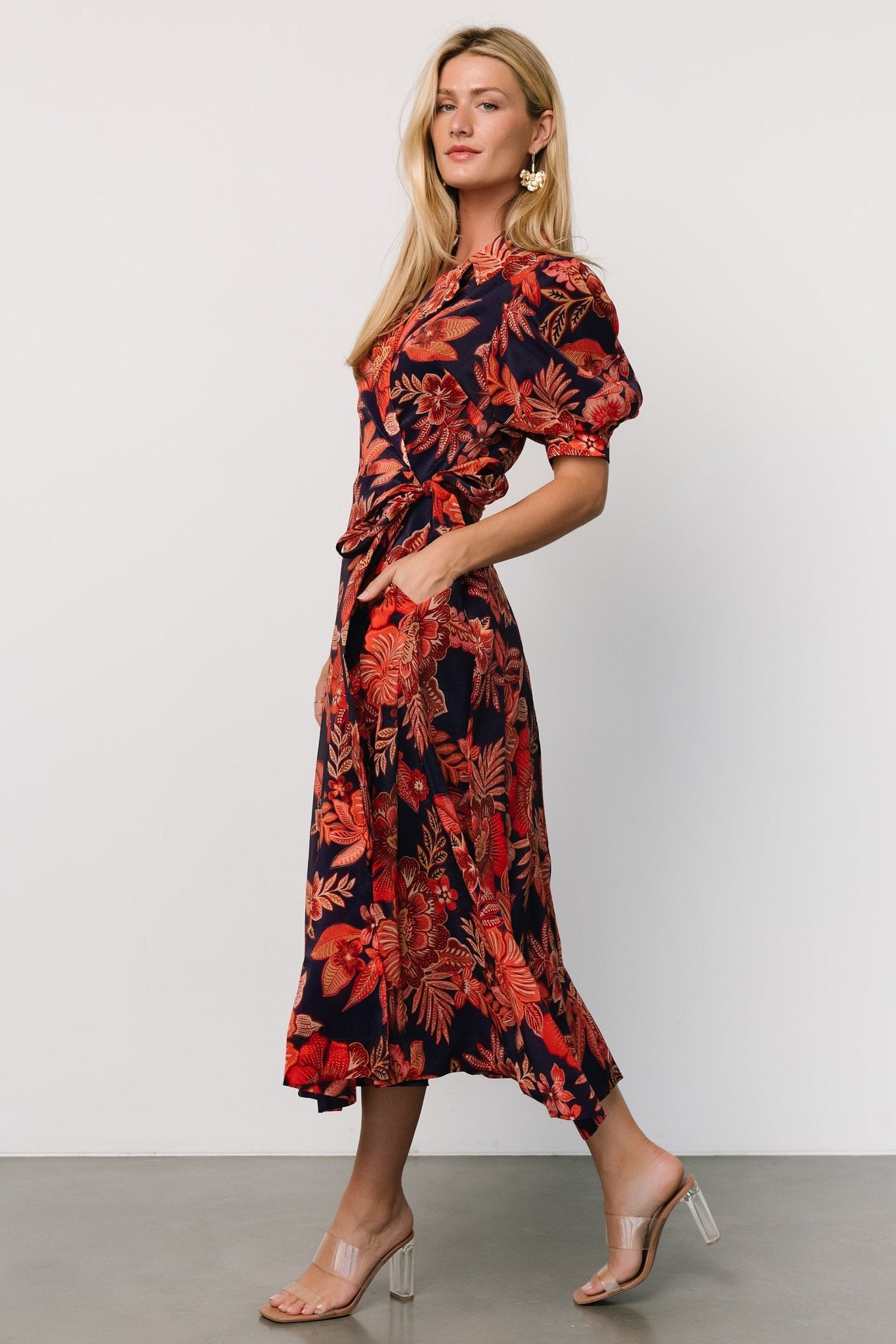 Potenza Wrap Dress | Navy + Rust Clearance Cost