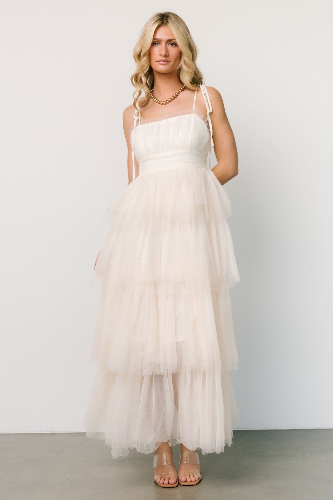 Alora Tulle Tiered Maxi Dress | Cream Good Selling Sale Online