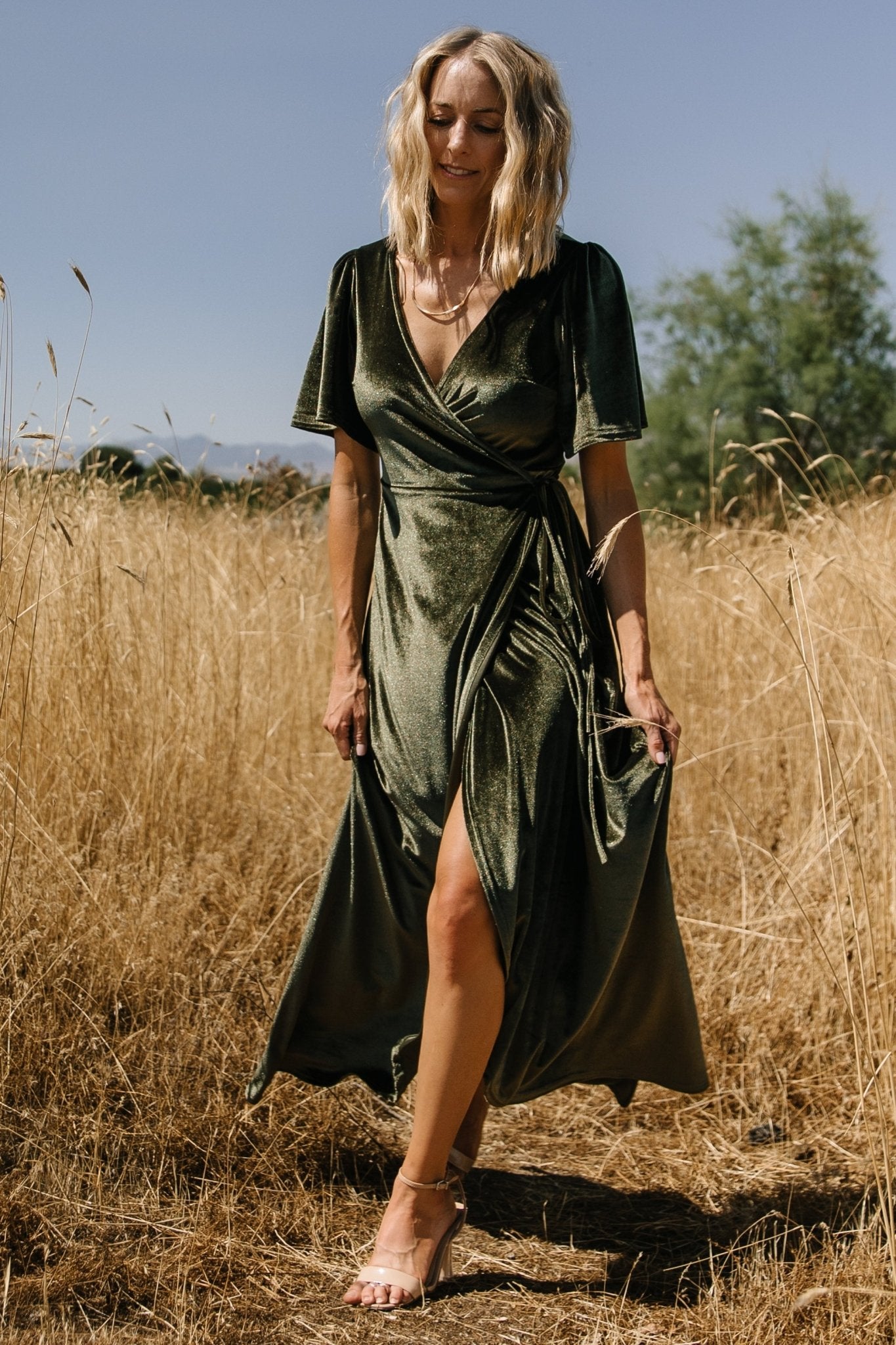 Katelyn Velvet Maxi Wrap Dress | Dark Olive How Much Sale Online