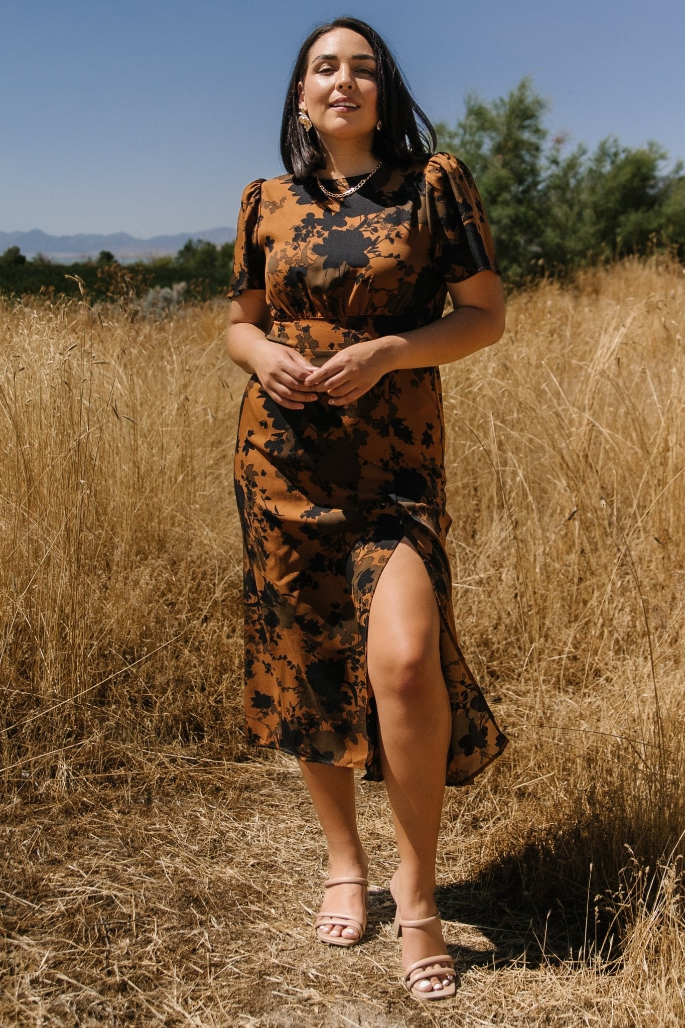 Lenni Midi Dress | Espresso Print Outlet Online Shop