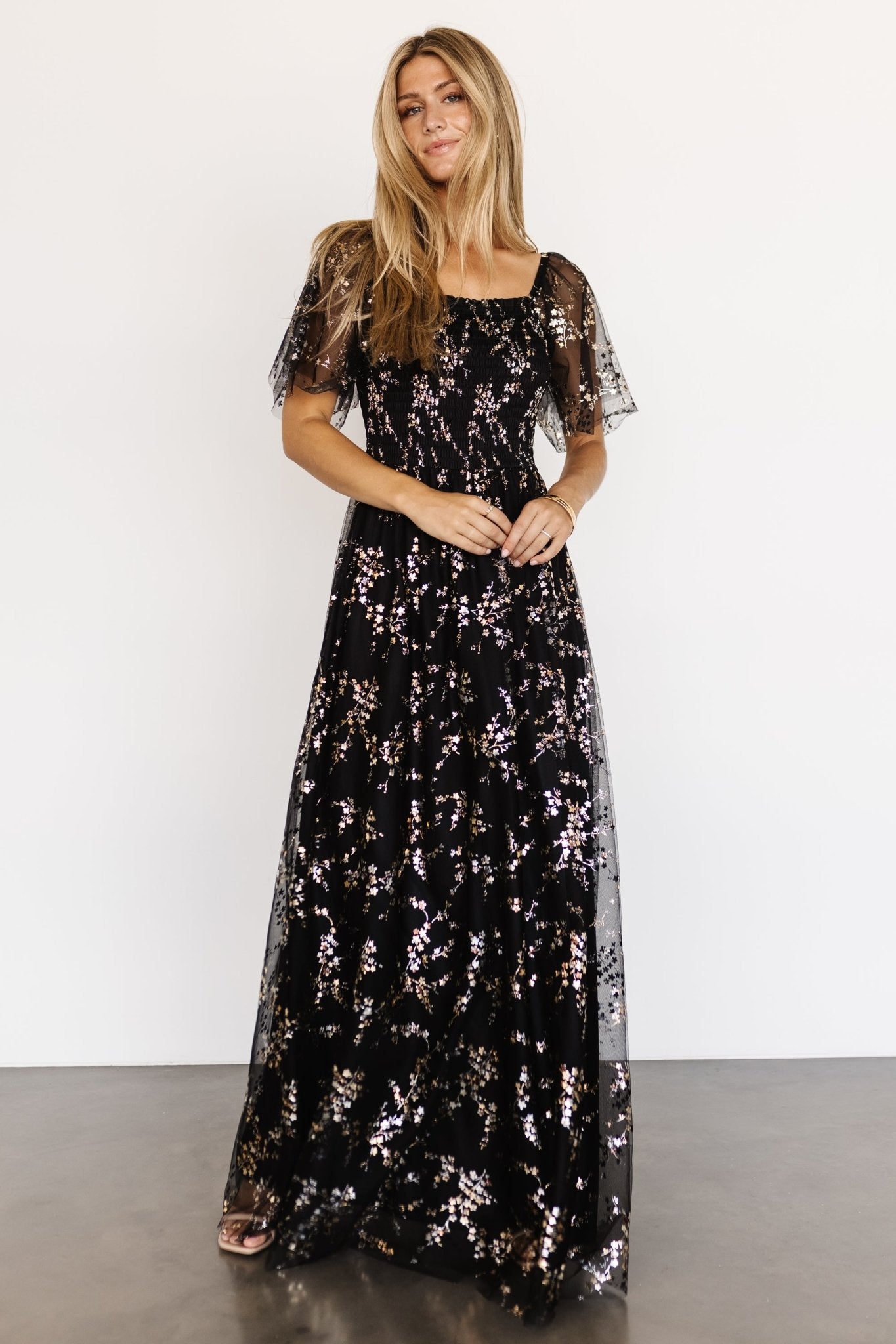 Cassandra Tulle Maxi Dress | Metallic Black Cheap Store