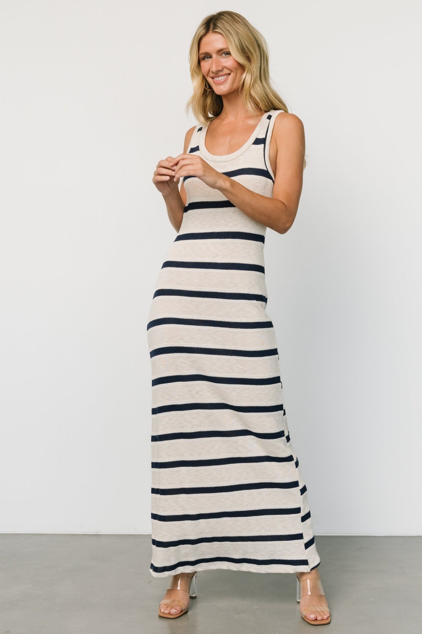 Palawan Striped Maxi Dress | Cream + Navy Discount High Quality