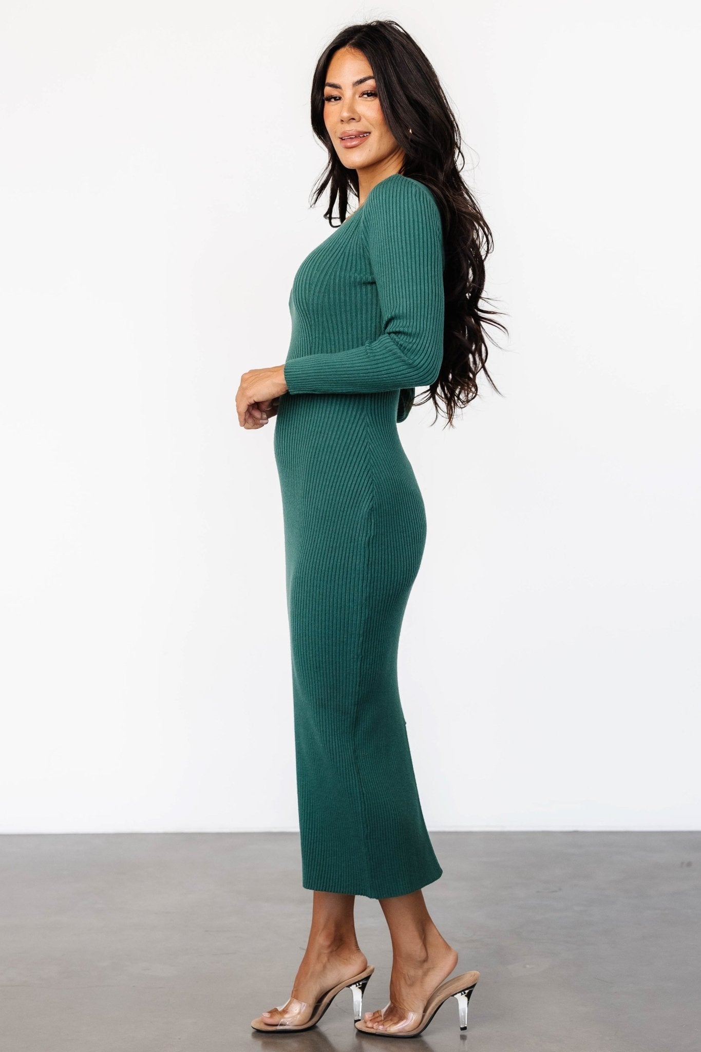 Kendall Ribbed Midi Dress | Green Pictures Cheap Online