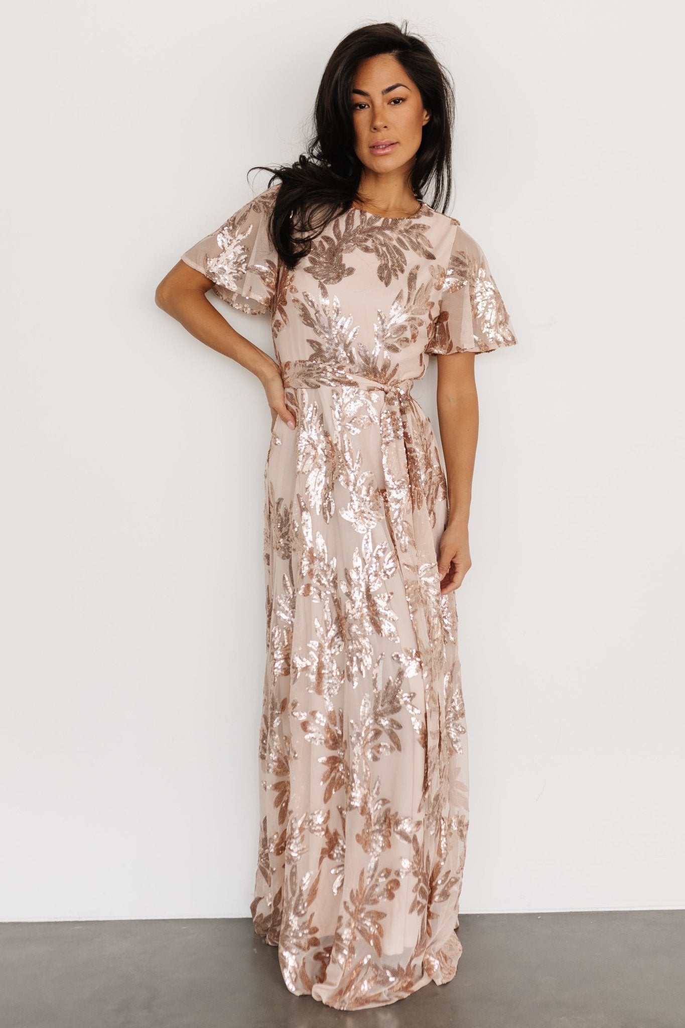 Muse Sequin Maxi Dress | Rose Gold Clearance Low Shipping