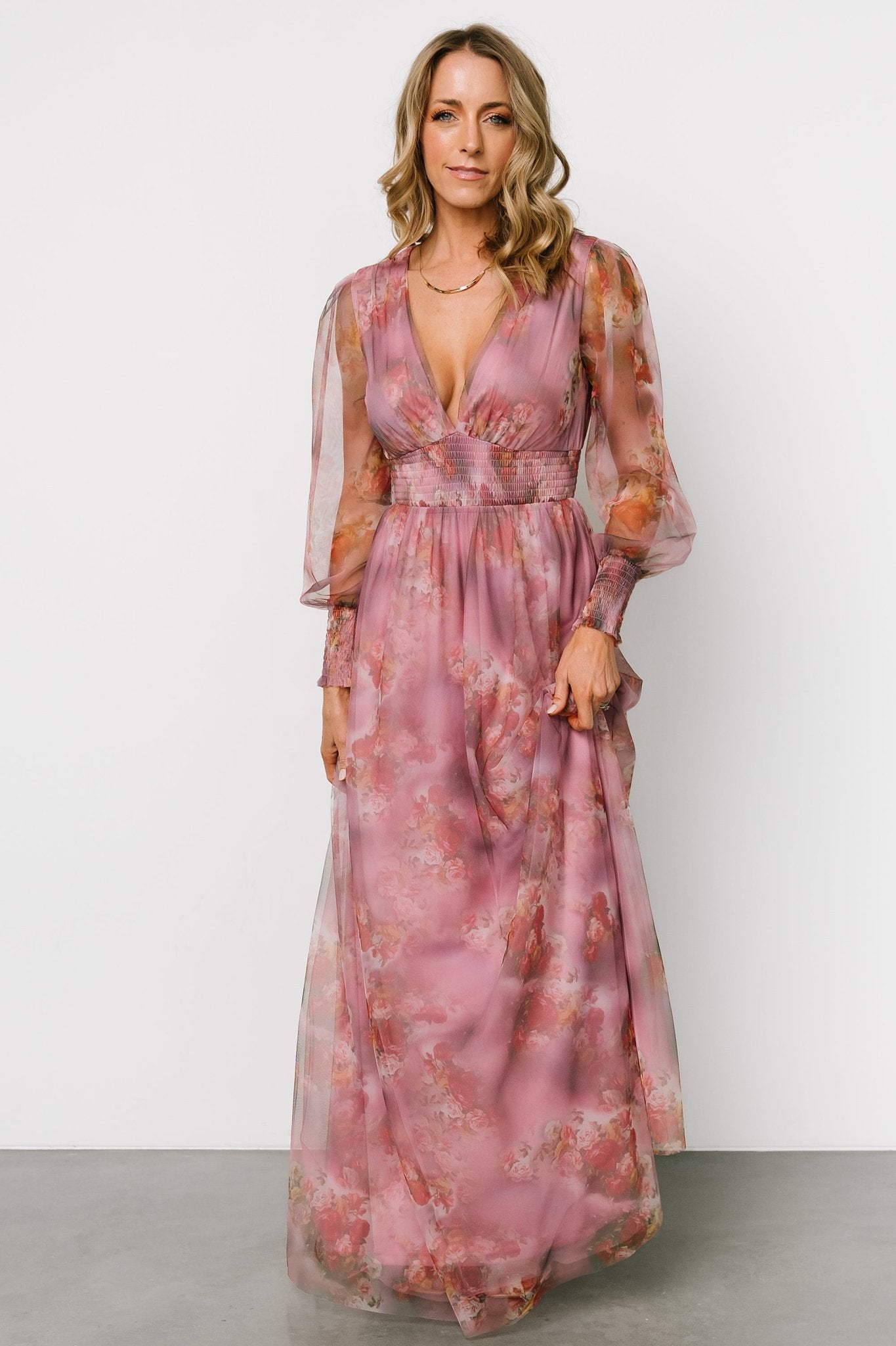 Layla Tulle Maxi Dress | Dusty Orchid Floral Free Shipping Good Selling