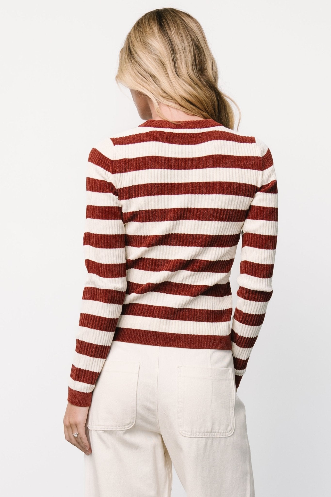 Milwaukee Striped Sweater | Burgundy + Ivory Cheapest For Sale