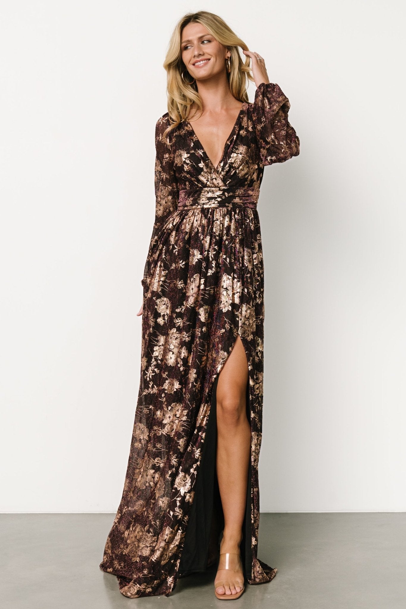 Charlene Maxi Dress | Wine + Gold Discount Cheap Online