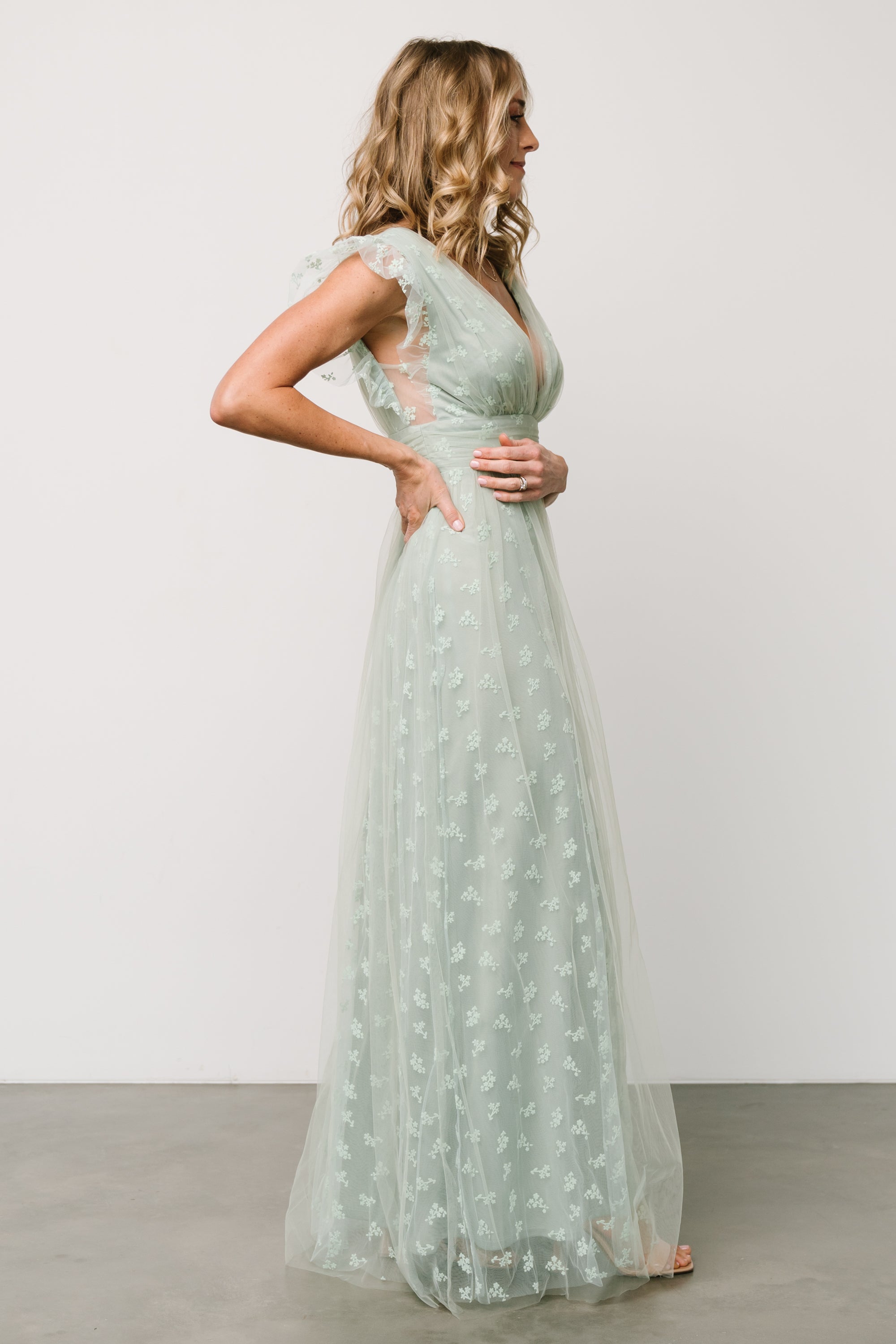 Caterina Tulle Maxi Dress | Sage Free Shipping New Styles