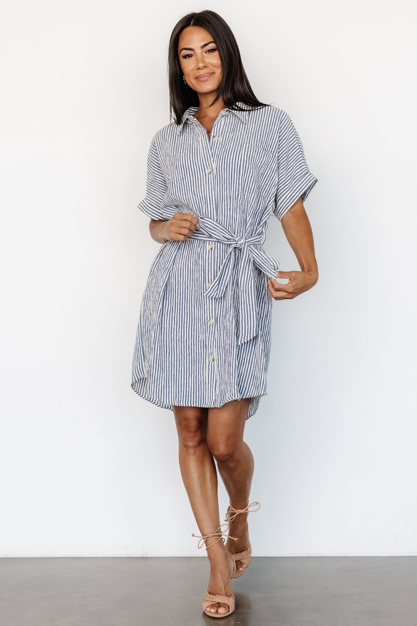 Nautical Shirt Dress | Blue Stripe Free Shipping View