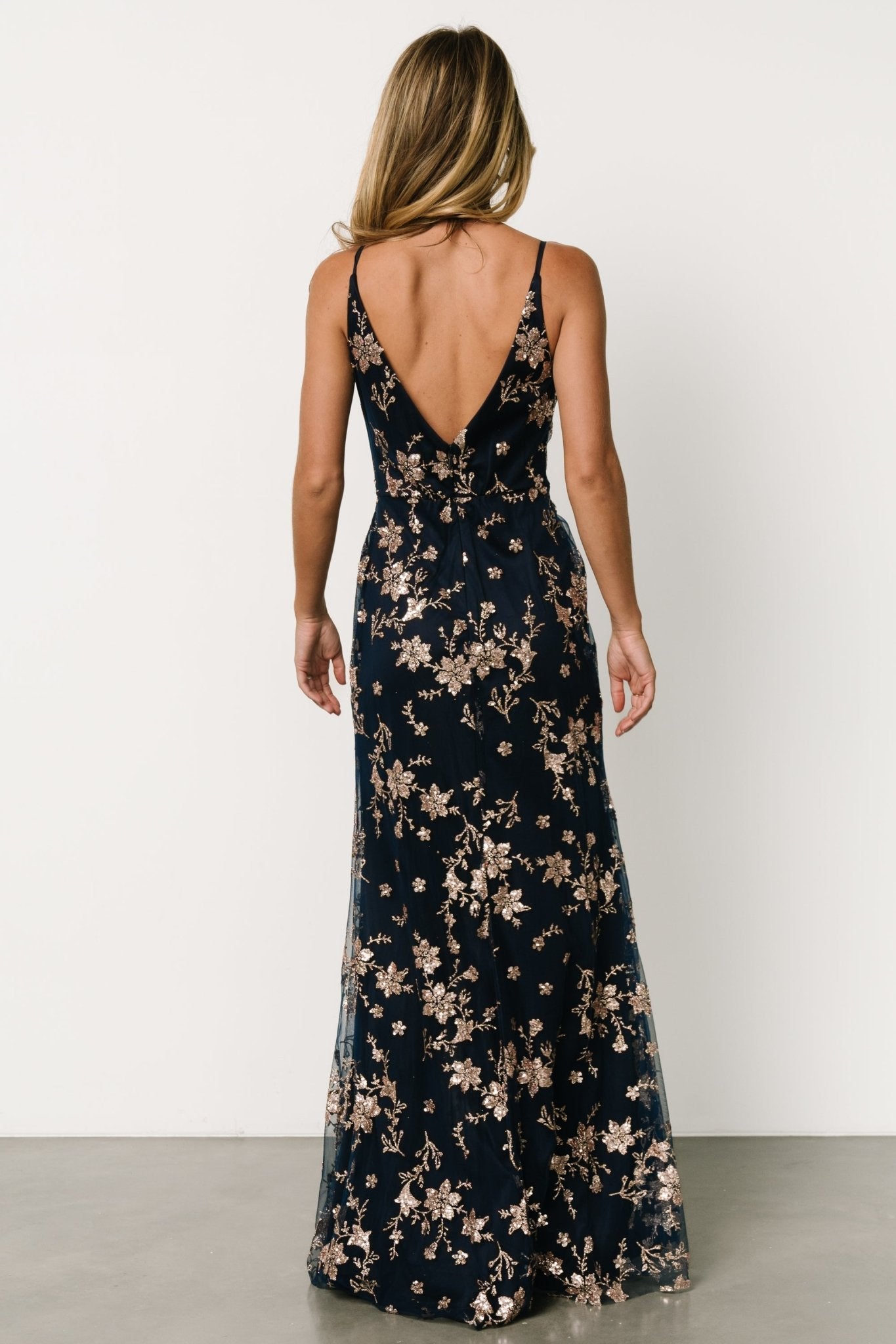 Marcia Sparkle Gown | Navy + Rose Gold Outlet Cheap Quality