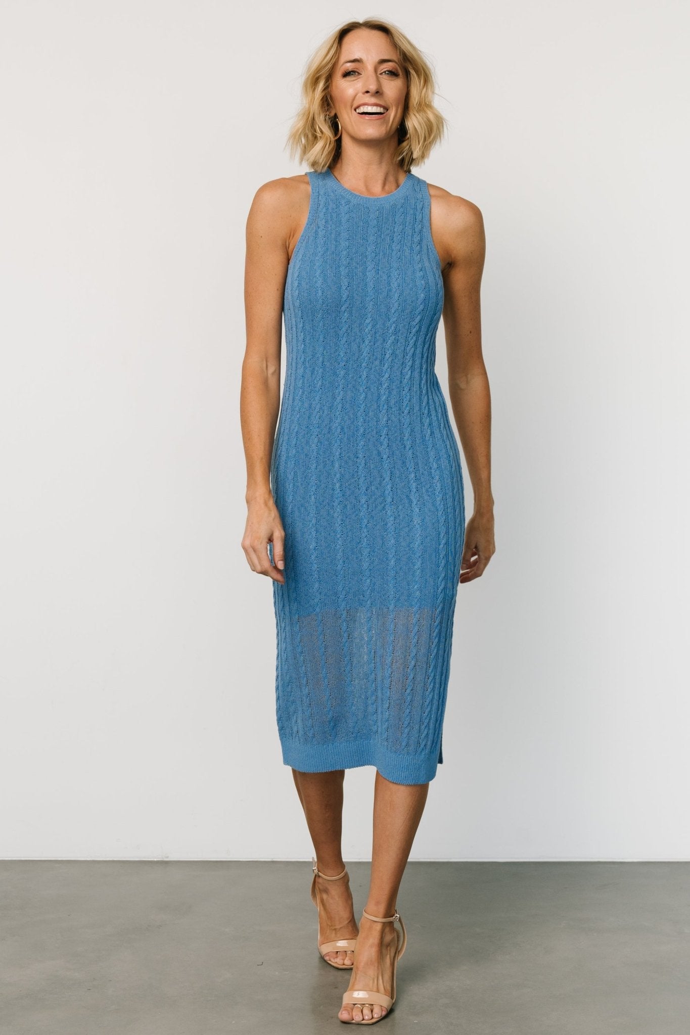 Nalani Knit Tank Dress | Blue Sale Genuine