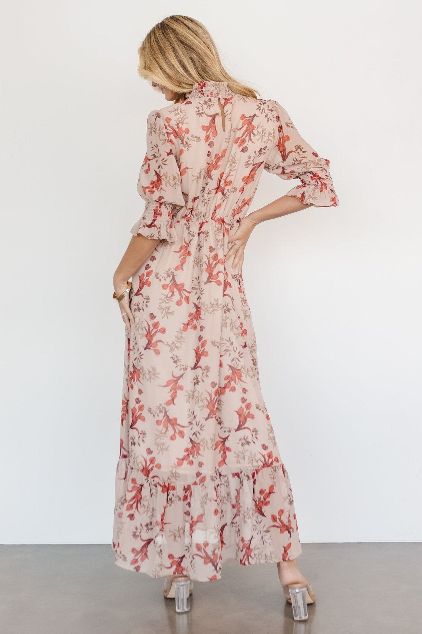 Marie Mock Neck Maxi Dress | Blush Floral 2025 Cheap Online