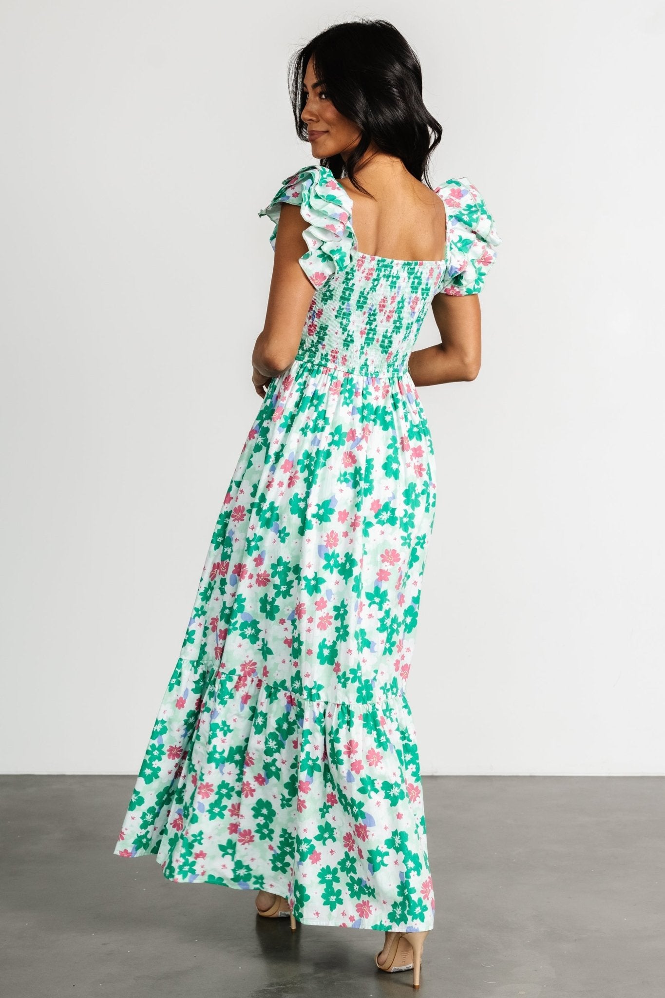 Laguna Smocked Maxi Dress | Green Floral Cheap Amazon