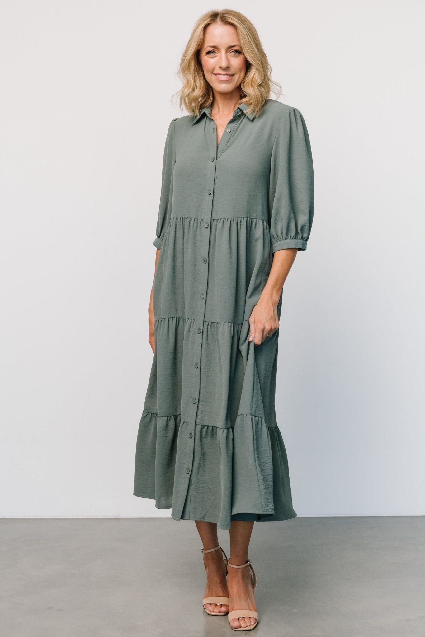 Sandy Button Tiered Dress | Jade Marketable Sale Online