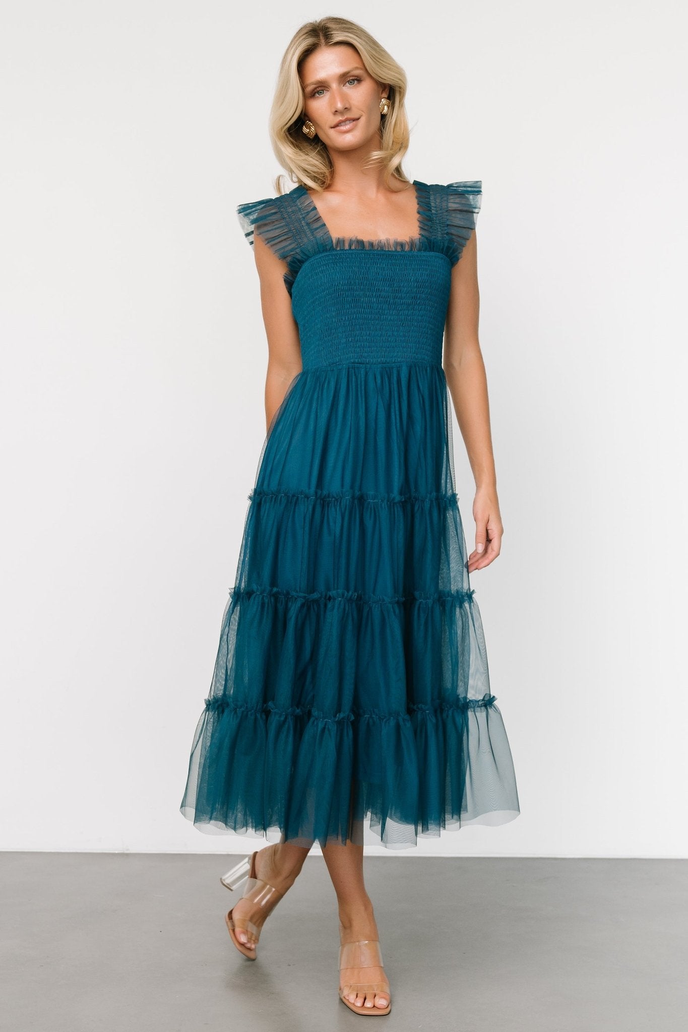 Emma Smocked Tulle Dress | Teal View Cheap Pice