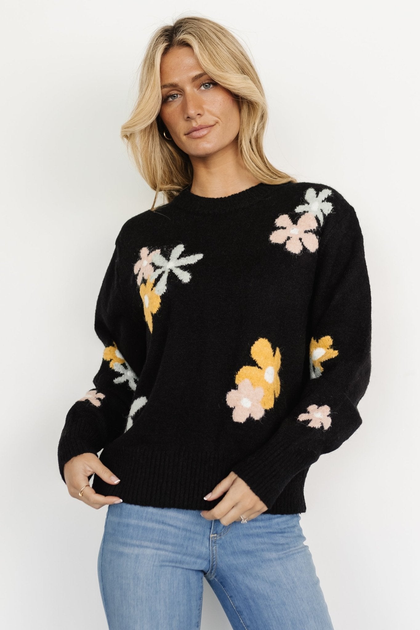 Roxy Sweater | Black Flower Sale Reliable