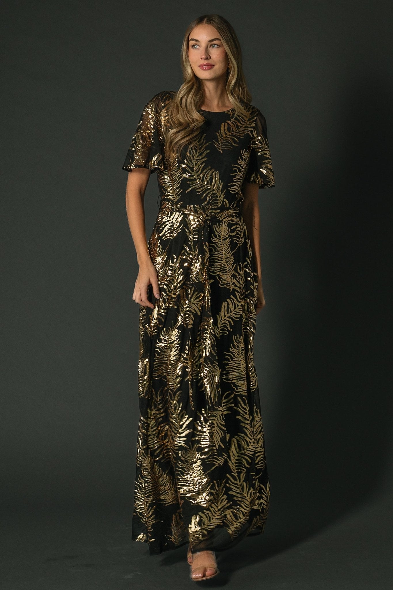 Muse Sequin Maxi Dress | Black + Gold Collections For Sale